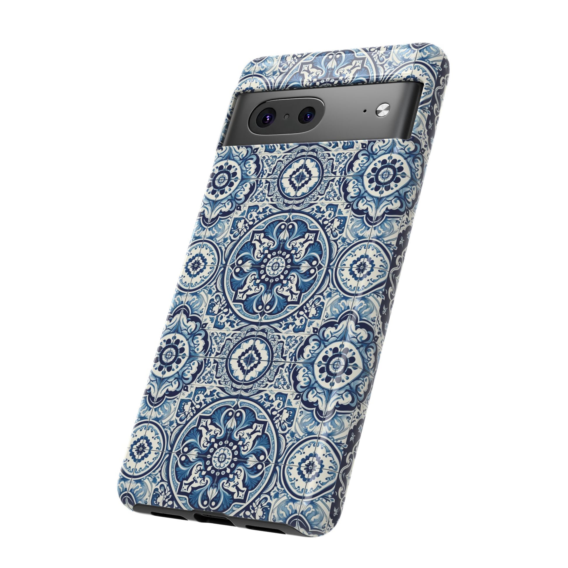 Azulejo Tile Phone Case Elegant Mediterranean Blue Porcelain Design iPhone 17, 16, 15, Samsung iPhone Samsung Accessory Gift for Her