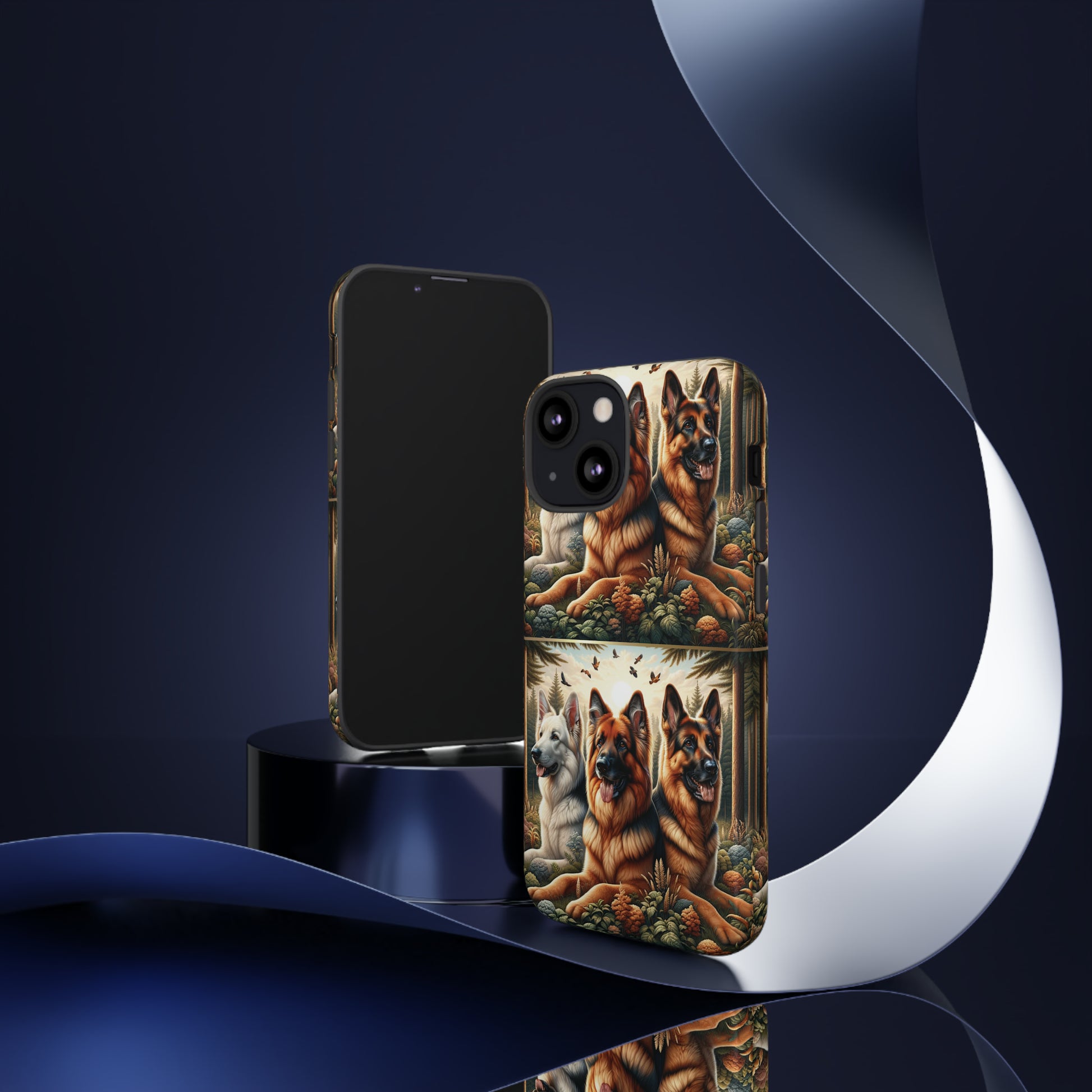 German Shepherd Phone Tough Case Floral Elegant Durable Dog Lover Devices iPhone 15, Samsung iPhone Samsung Accessory Gift for Her.