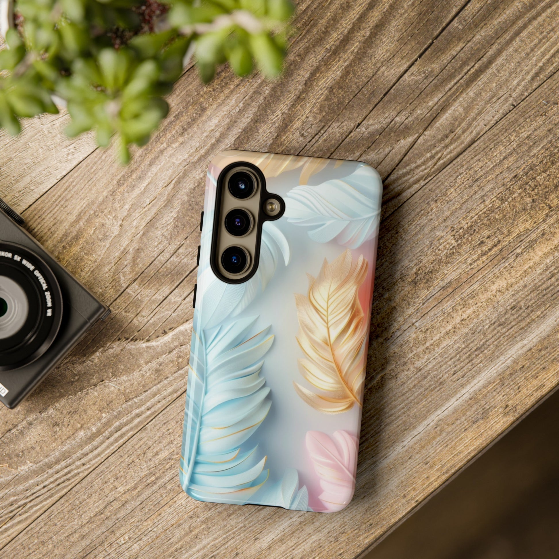 Pastel Feathers Protective Phone Case Gift for Her Phone 15, Samsung iPhone Samsung Gift for Her Case iPhone 15, Samsung iPhone Samsung Accessory Gift for Her