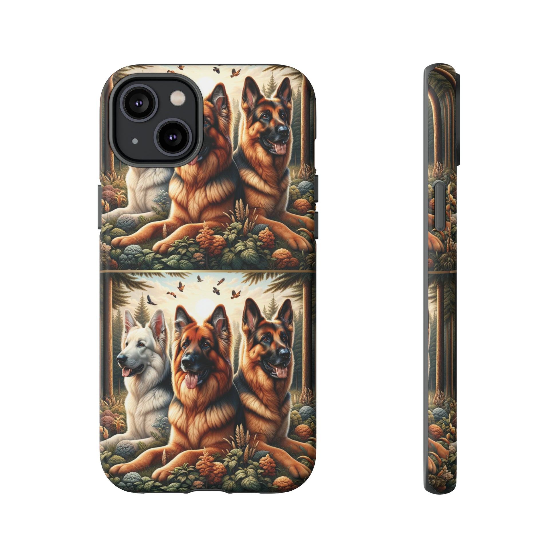 German Shepherd Phone Tough Case Floral Elegant Durable Dog Lover Devices iPhone 15, Samsung iPhone Samsung Accessory Gift for Her.