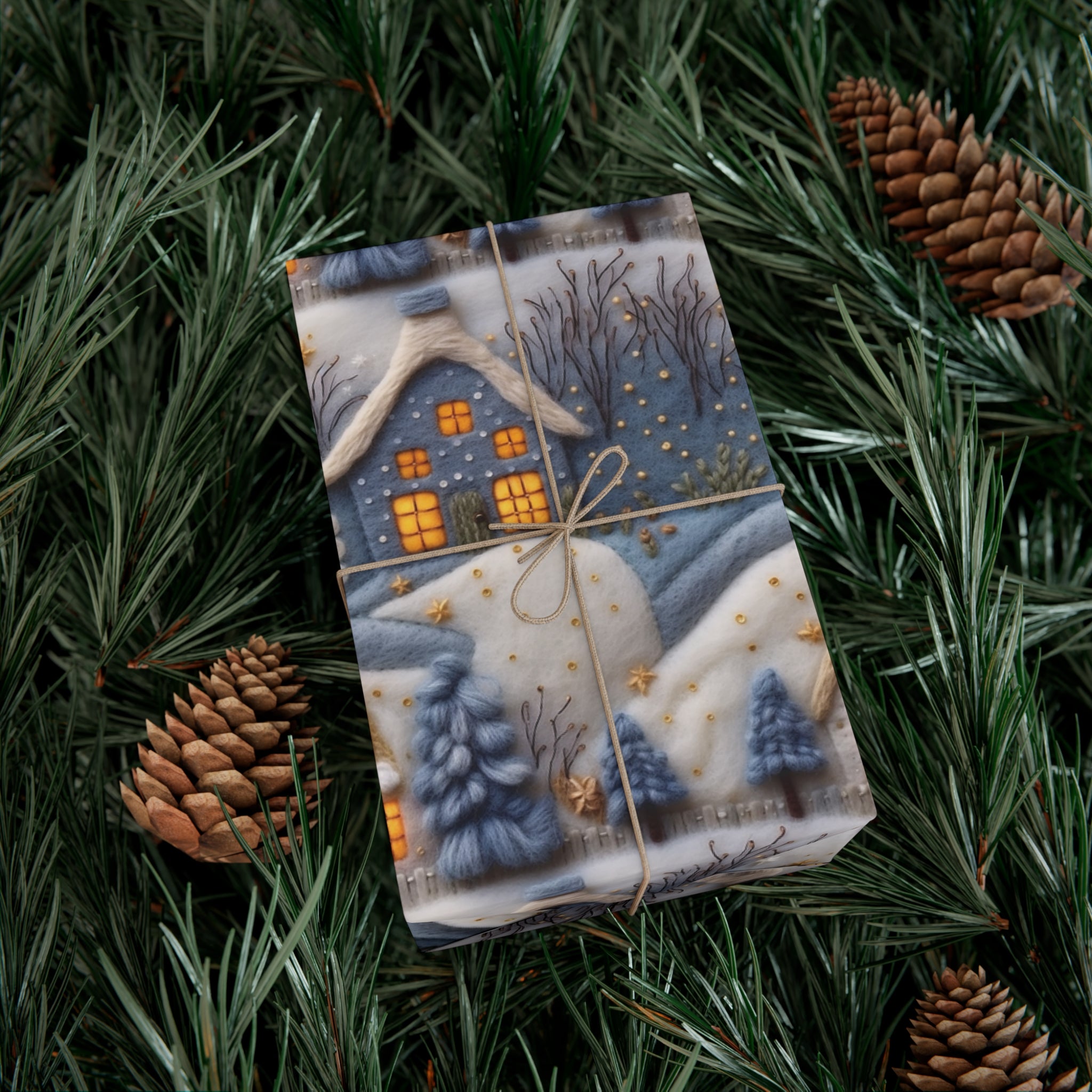 3D Felt Illusion Blue Houses Wrapping Paper Premium Gift Wrap with Unique Textured Design, Perfect for Birthdays, Holidays, and Special Occasions - Eye-Catching and Stylish - MRSBYVALLE
