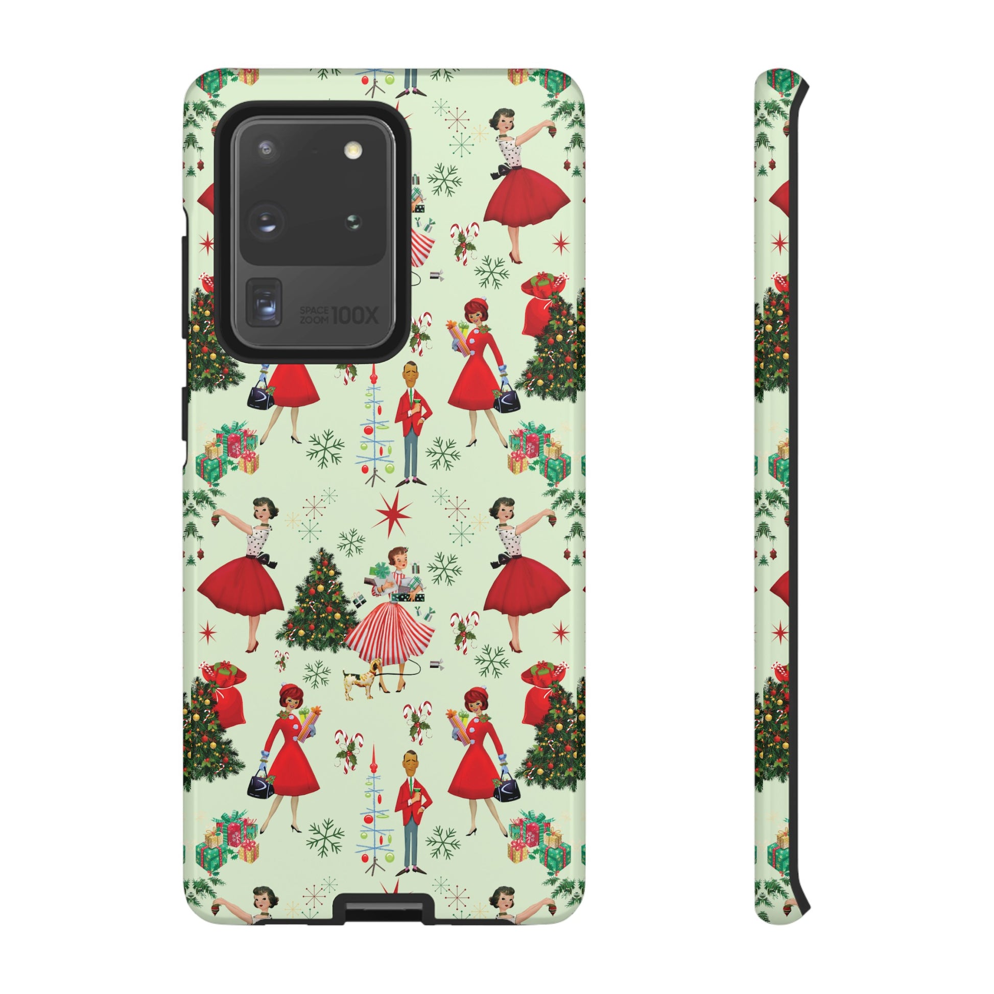 1950s Vintage Phone Case - Retro Christmas Design | Unique Holiday Protection for Your Device | Stylish & Durable Cover Gift for Her Phone 15, Samsung iPhone Samsung Accessory Gift for Her