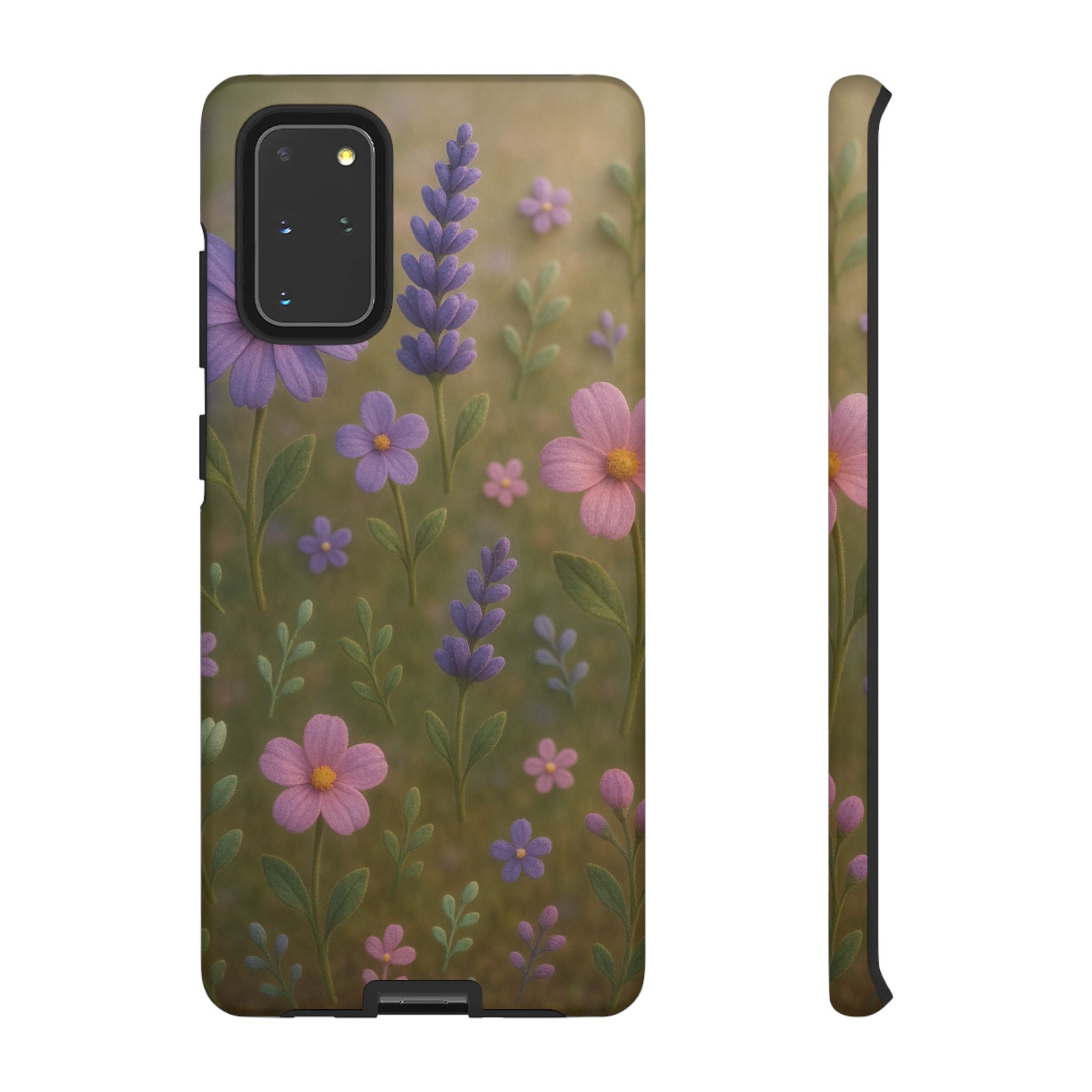 Pastel Flowers 3D Illusion Wildflower Phone Case Cute Pastel Floral Design in Lavender, Pink, Mint Green Aesthetic Protective Case for iPhone and  Android