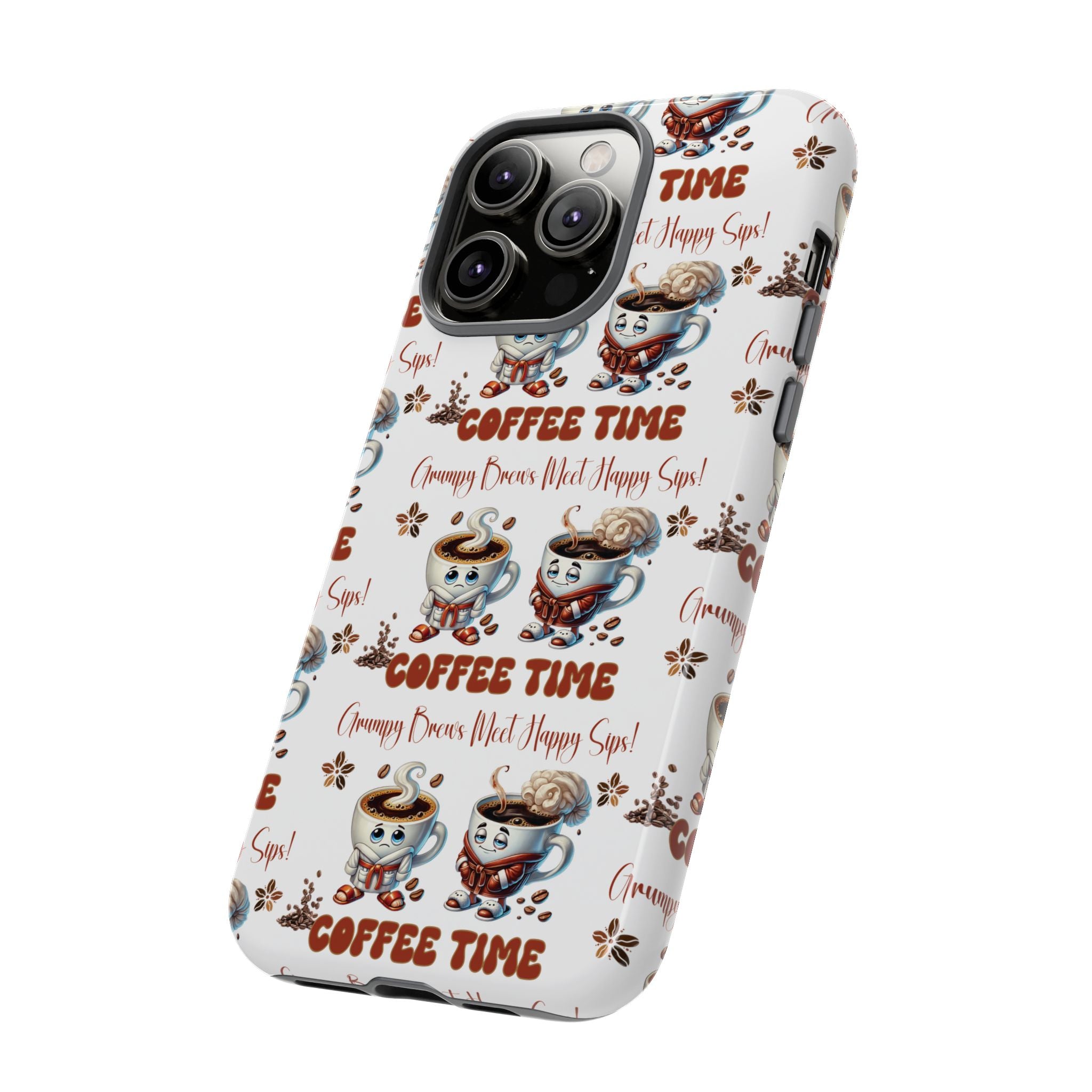 Grumpy Brews Meet Happy Sips Phone Case Compatible with iPhone, Samsung & Pixel | Fun, Durable Protection for Coffee Lovers | Unique Design, Shockproof & Scratch-Resistant Perfect for Coffee Lover - MRSBYVALLE