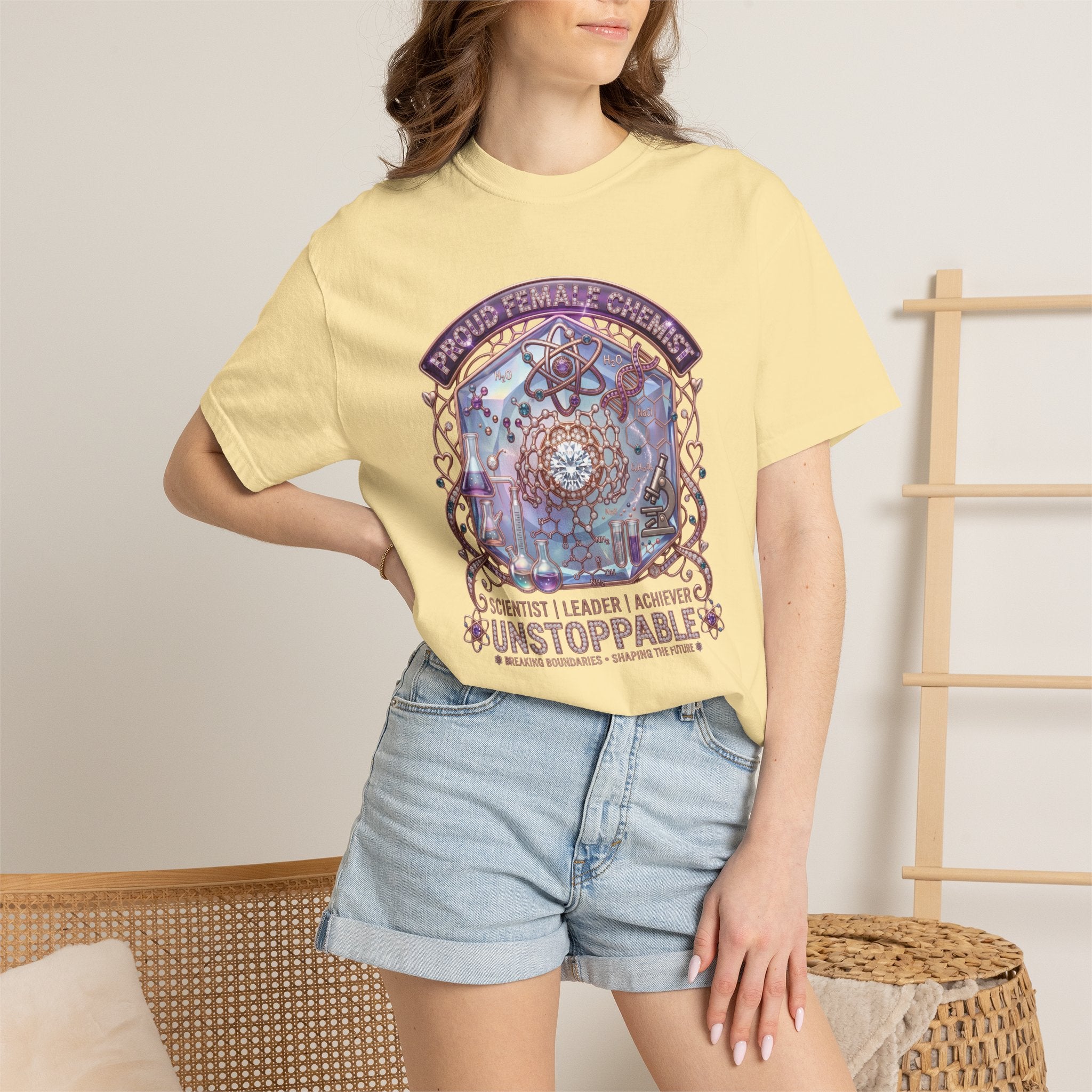 T-Shirt 'Unstoppable' Scientist Leader Achiever Graphic Tee Proud Chemist. Scientist. Leader. Unstoppable. STEM Graphic Tee