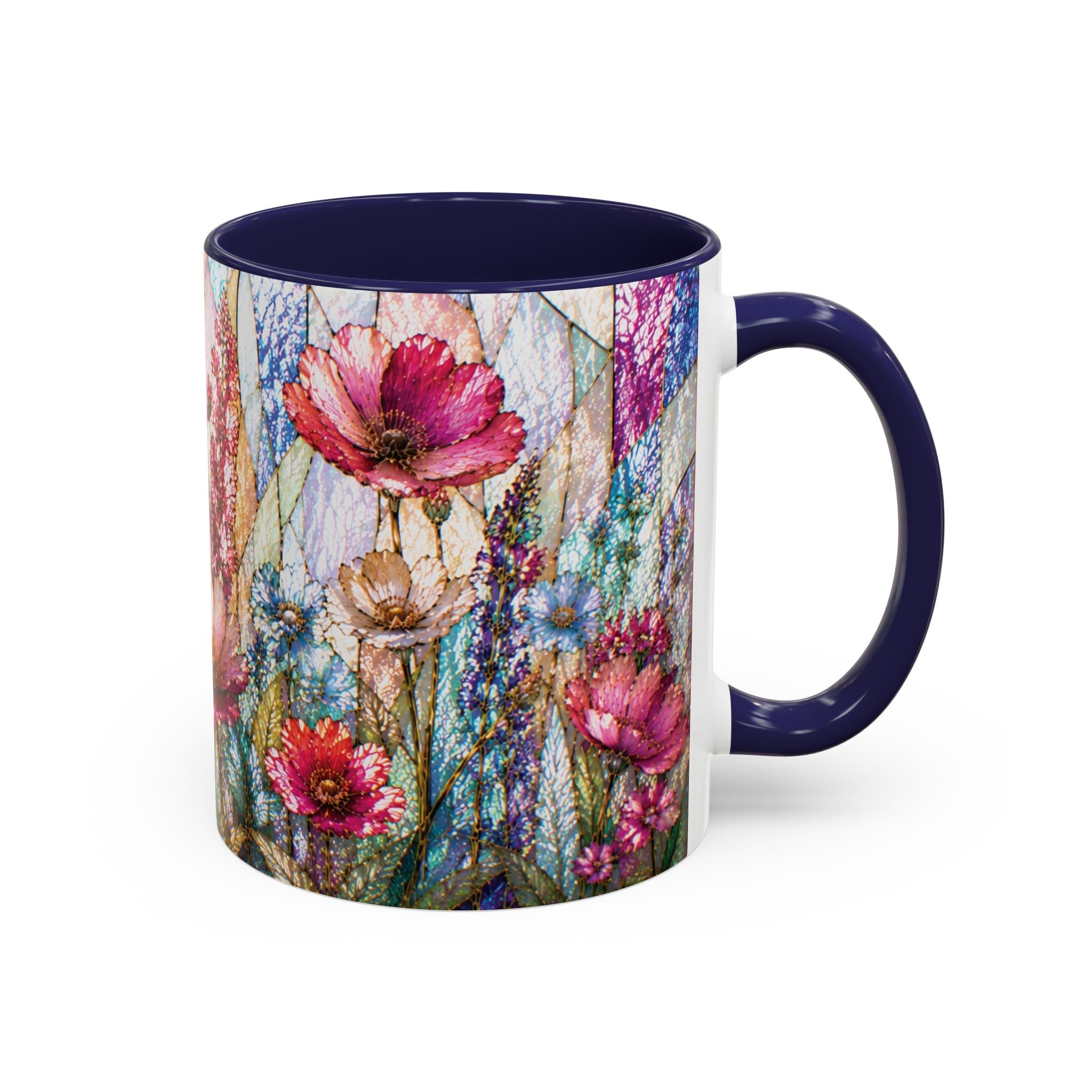 Wildflower Watercolor Coffee Mug Vibrant Wildflower Accent 11/15oz Stain Glass Illusion