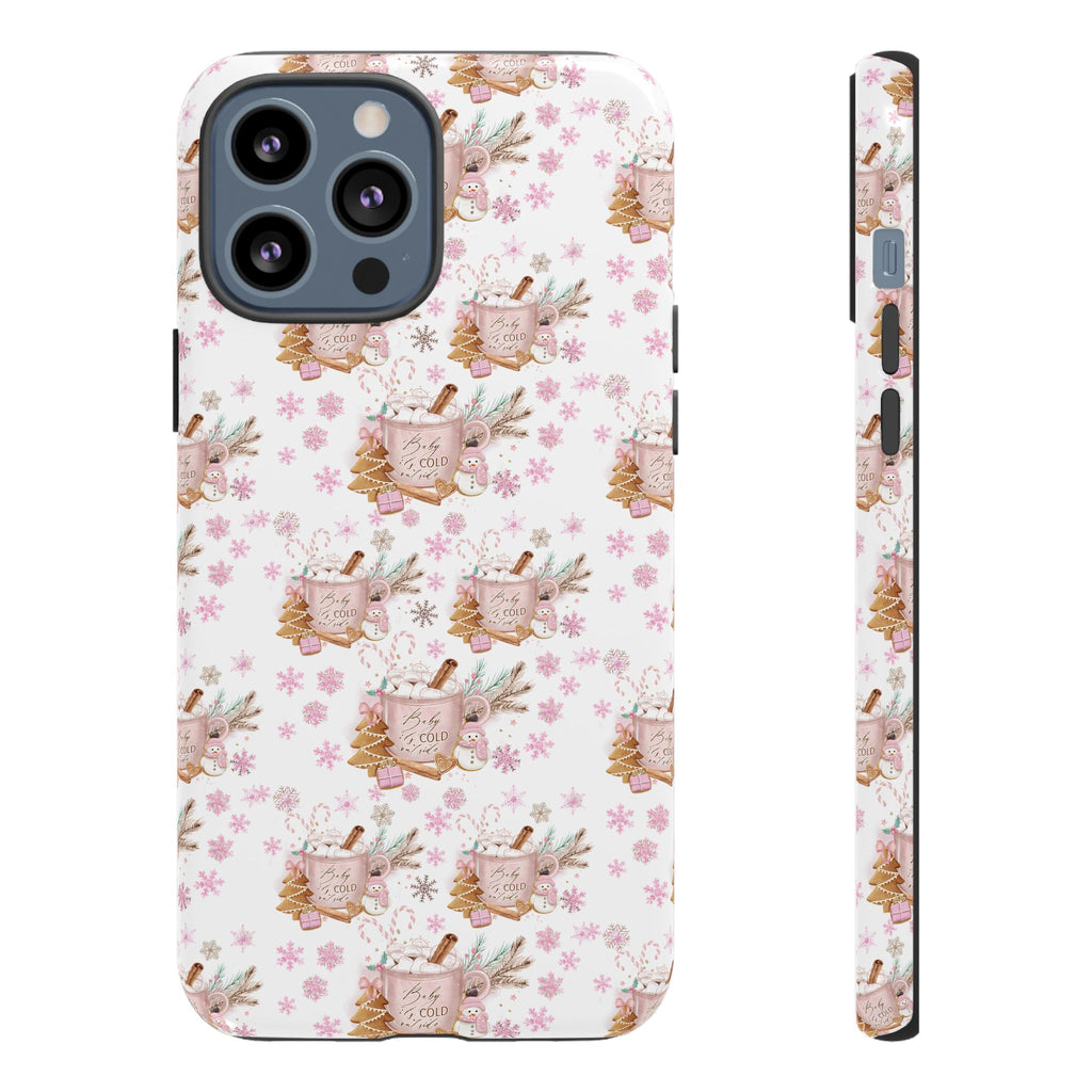 Baby it's Cold Outside Pink and White Phone Case Unique Holiday Protection for Your Device | Stylish & Durable Cover Gift for Her Phone 15, Samsung iPhone Samsung Accessory Gift for Her