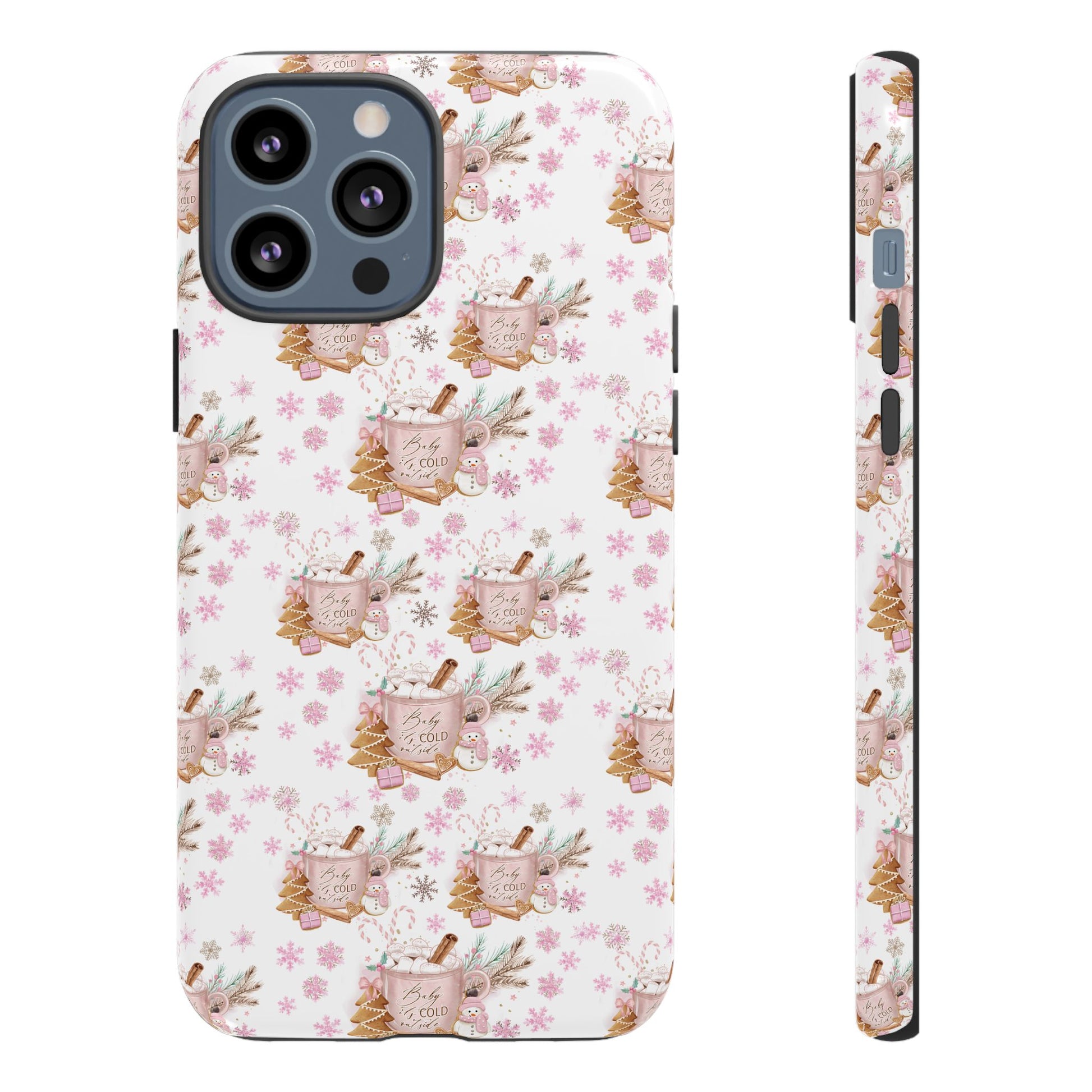 Baby it's Cold Outside Pink and White Phone Case Unique Holiday Protection for Your Device | Stylish & Durable Cover Gift for Her Phone 15, Samsung iPhone Samsung Accessory Gift for Her
