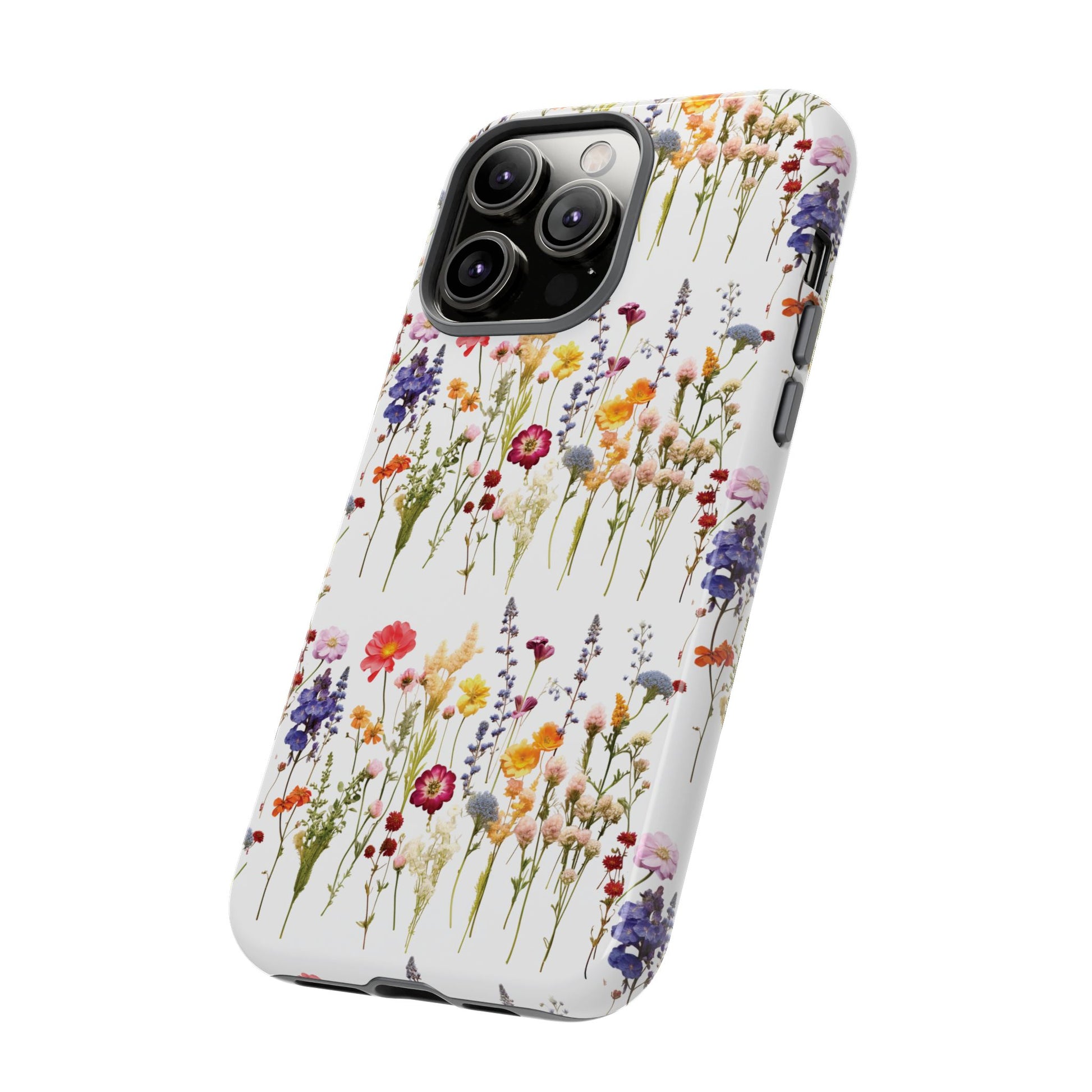 White Best Phone Case Press Flowers Floral 3D Illusion Luxury Tough Case Floral Elegant Durable Stylish for Modern Devices iPhone 17, 16, 15, Samsung iPhone Samsung Accessory Gift for Her