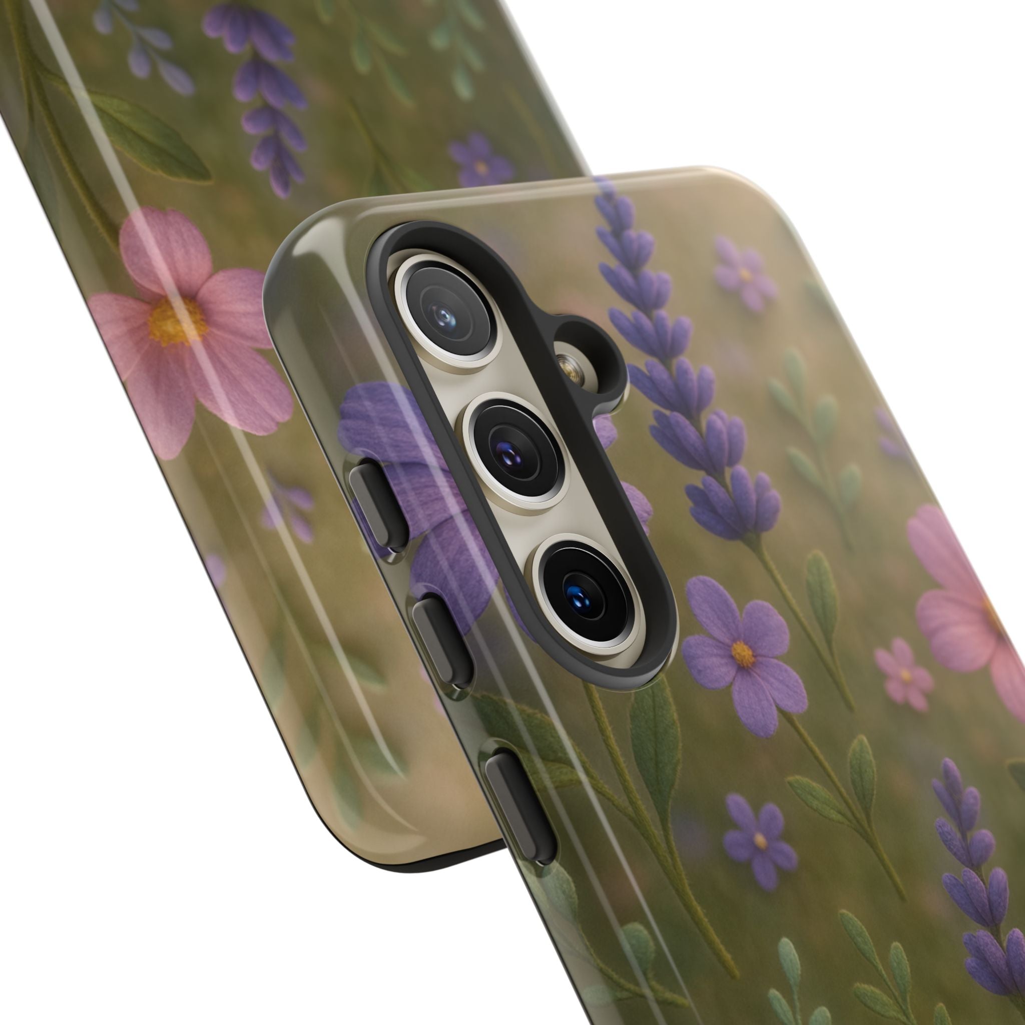 Pastel Flowers 3D Illusion Wildflower Phone Case Cute Pastel Floral Design in Lavender, Pink, Mint Green Aesthetic Protective Case for iPhone and  Android