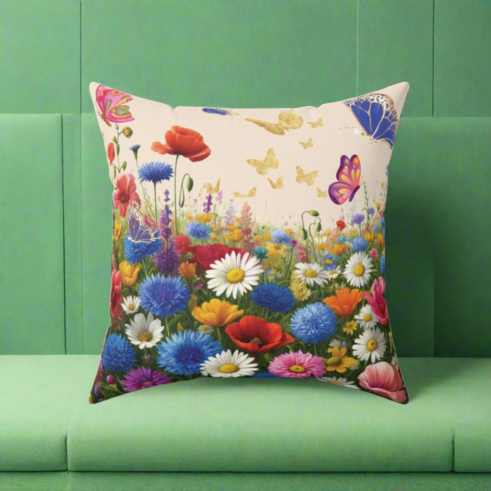Bright Wildflowers Square Pillow Add a Touch of Nature to Your Home Decor | Premium Quality, Soft, and Durable | Perfect for Couch, Bed, or Chair | Elegant Floral Bedrooms, Soft,Pillow Gift New House, Bridal Shower Gift - MRSBYVALLE