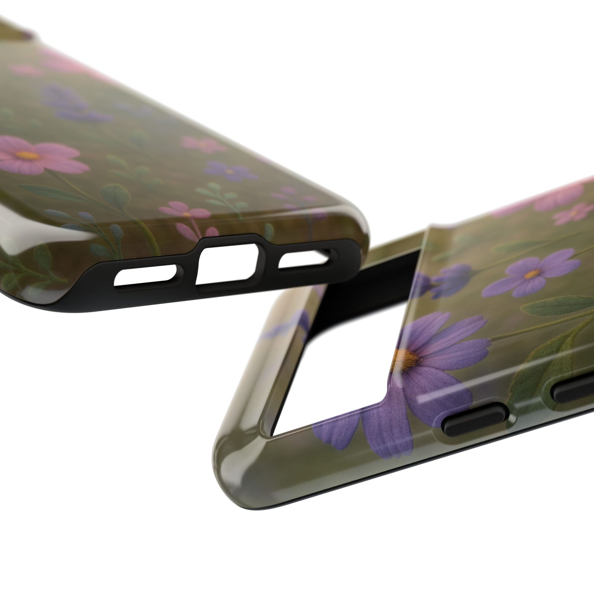 Pastel Flowers 3D Illusion Wildflower Phone Case Cute Pastel Floral Design in Lavender, Pink, Mint Green Aesthetic Protective Case for iPhone and  Android