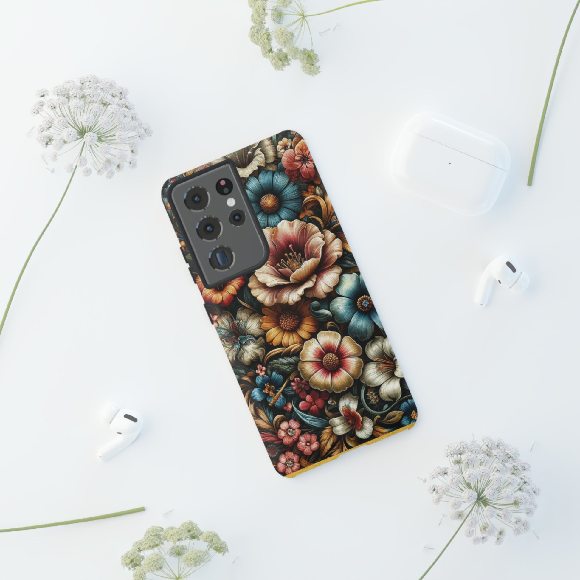 Pastel Floral Design Luxury Phone Tough Case Floral Elegant Durable Stylish for Modern Devices iPhone 15, Samsung iPhone Samsung Accessory Gift for Her.