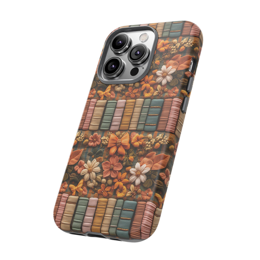 3D Illusion Boho Floral and Books Phone Case Gift for Her Phone 15, Samsung iPhone Samsung Gift for Her Case iPhone 15, Samsung iPhone Samsung Accessory Gift for Her