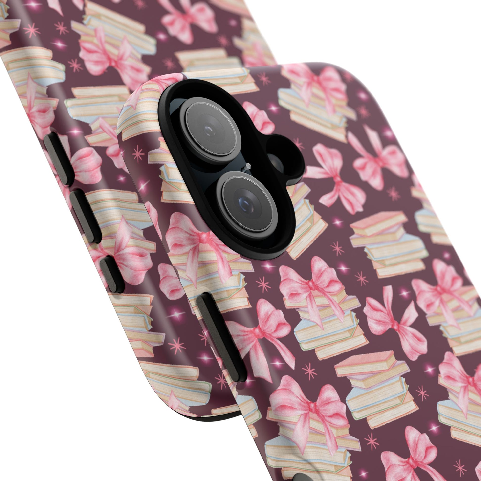 Coquette Pink Bows & Books Phone Case for iPhone 17 and Samsung, Pixel | Stylish Protective Cover Gift for Her Perfect for Floral Lover