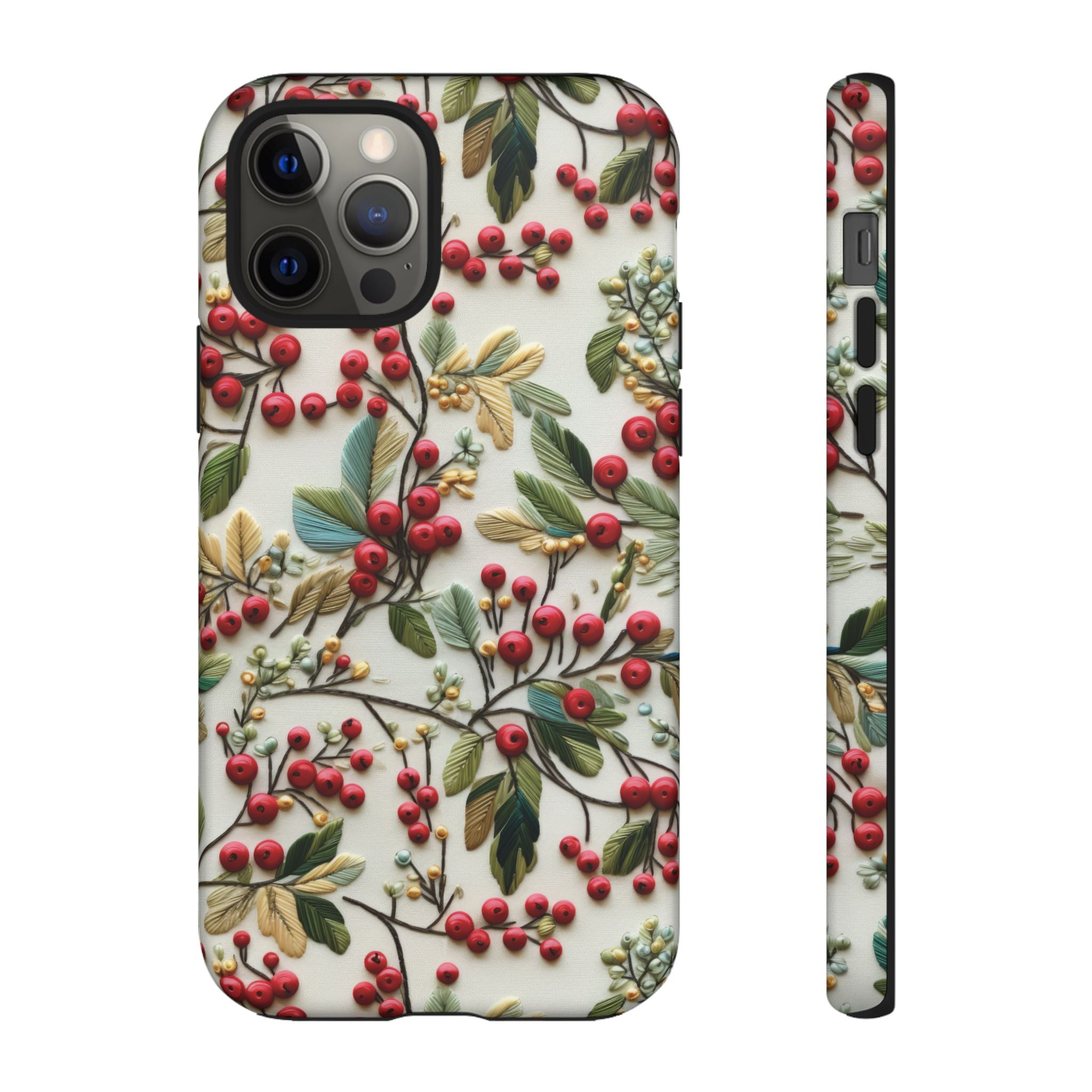 Holly Christmas Wildflowers Boho Chic Design Phone Case - Stylish, Protective Cover for All Models Gift for Mom Accessory Gift for Her