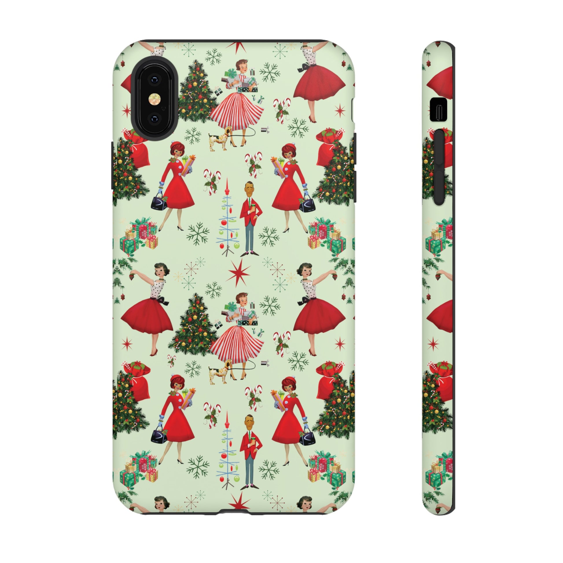 1950s Vintage Phone Case - Retro Christmas Design | Unique Holiday Protection for Your Device | Stylish & Durable Cover Gift for Her Phone 15, Samsung iPhone Samsung Accessory Gift for Her