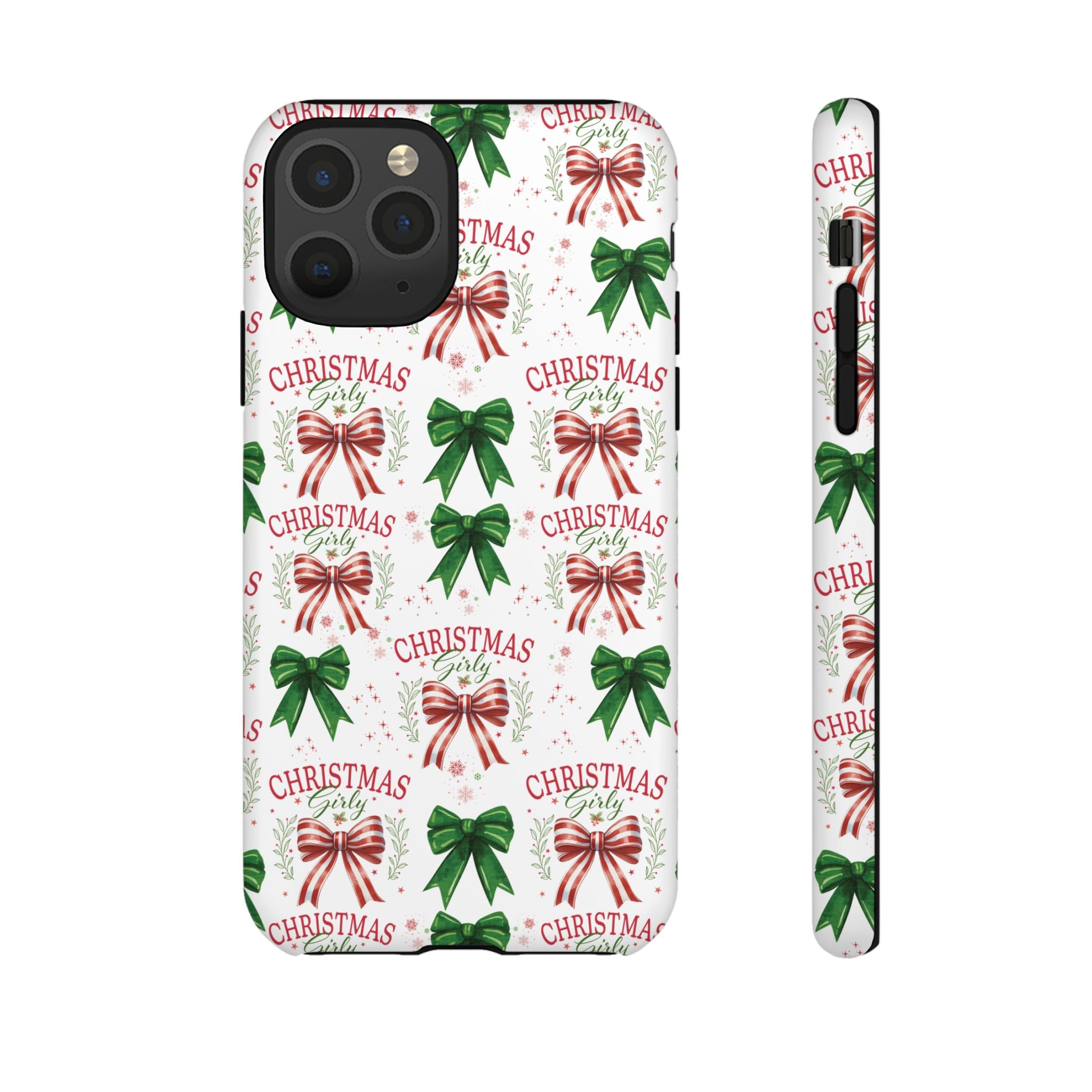 Girly Christmas Coquette Bows Pastel Phone Case for iPhone 17 16 15 23 Samsung, and Pixel | Stylish Protective Cover Gift for Her Perfect for Floral Lover