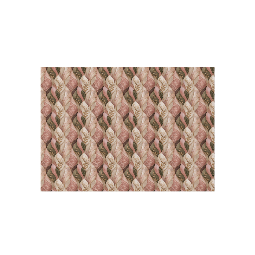 Outdoor Rug — Braided Coral & Sand Pattern Patio Mat