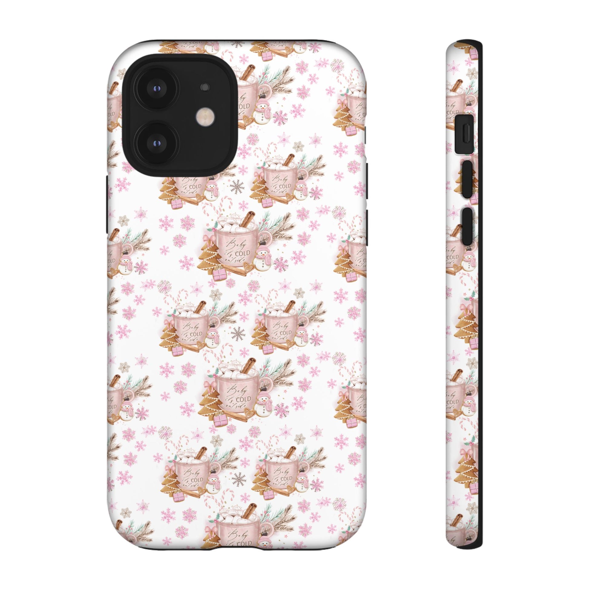 Baby it's Cold Outside Pink and White Phone Case Unique Holiday Protection for Your Device | Stylish & Durable Cover Gift for Her Phone 15, Samsung iPhone Samsung Accessory Gift for Her