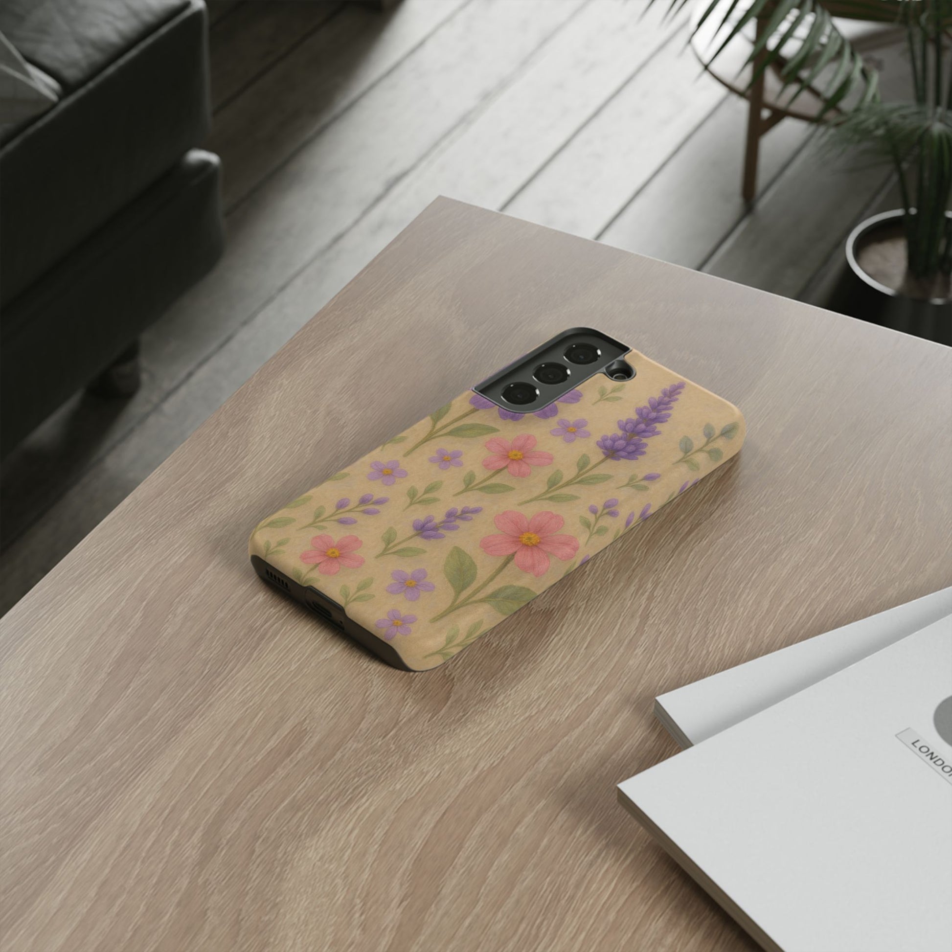 3D Illusion Wildflower Phone Case Cute Pastel Floral Design in Lavender, Pink, Mint Green – Aesthetic Protective Case for iPhone and  Android