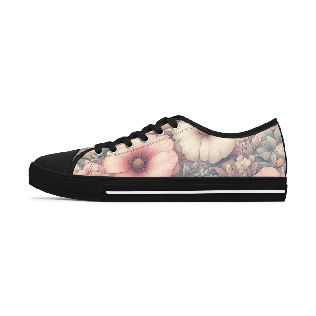 Floral Women's Low Top Sneakers Breathable Polyester Canvas, Lightweight Stylish Floral Pastel Design, Comfortable All-Day Wear, Perfect for Walking and Everyday Activities - MRSBYVALLE
