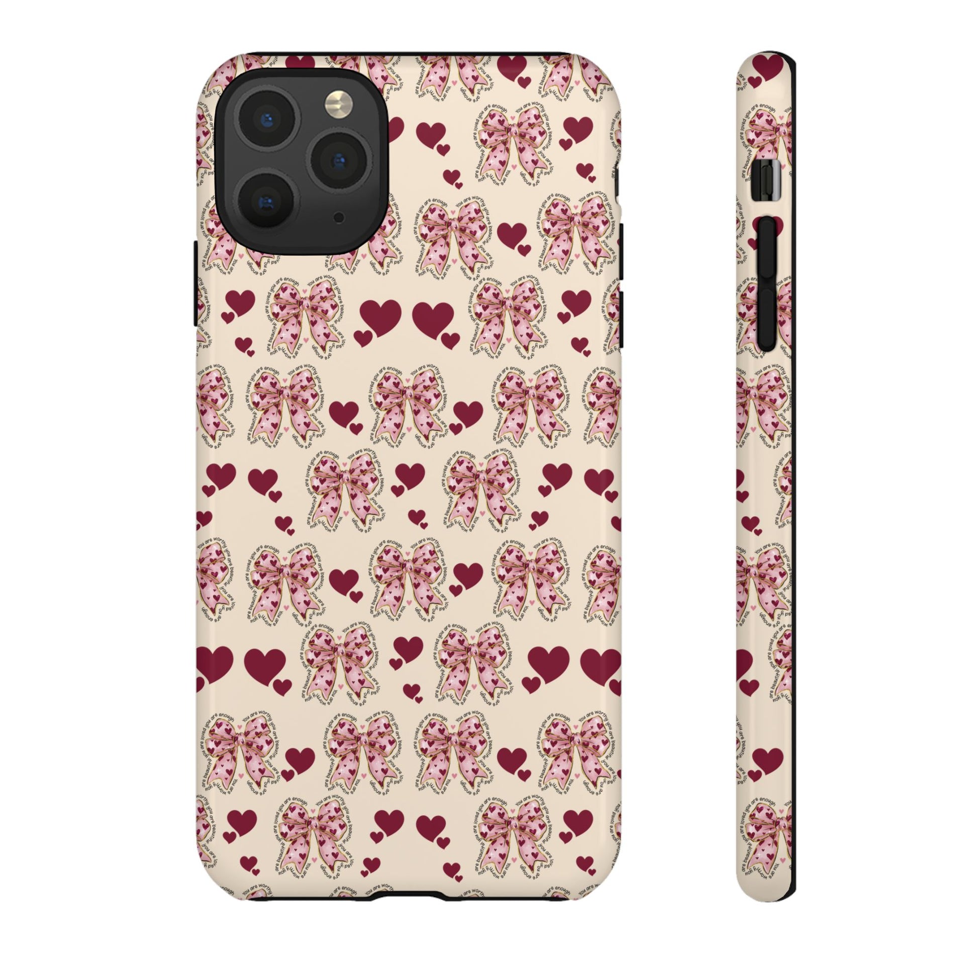 Charming Hearts & Pink Bows Phone Case Stylish & Durable Protection for Your Device | Scratch-Resistant, Slim Fit, and Lightweight Design for Everyday Use for iPhone & Android | Fresh Nature-Inspired Design!