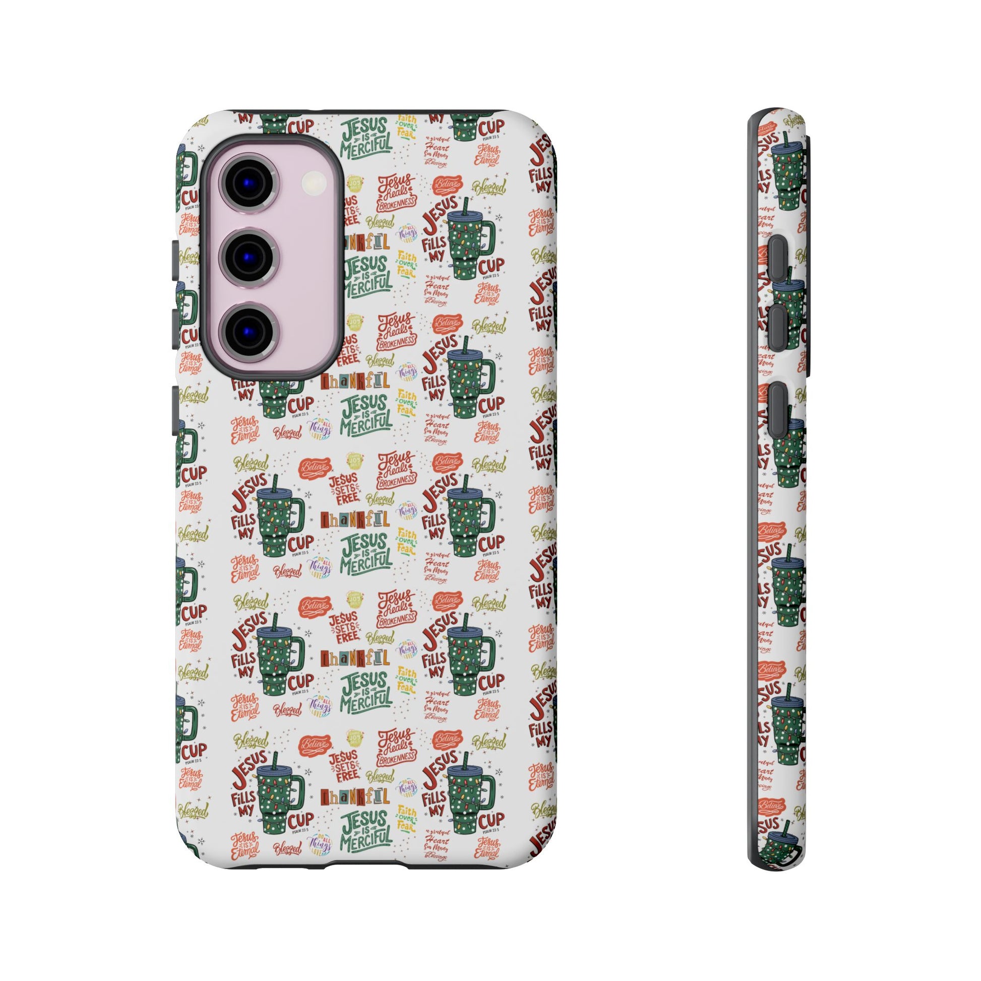 Jesus Fill My Cup Phone Case Cute Floral Design in Red, Pink, Blue – Aesthetic Protective Case for iPhone and  Android