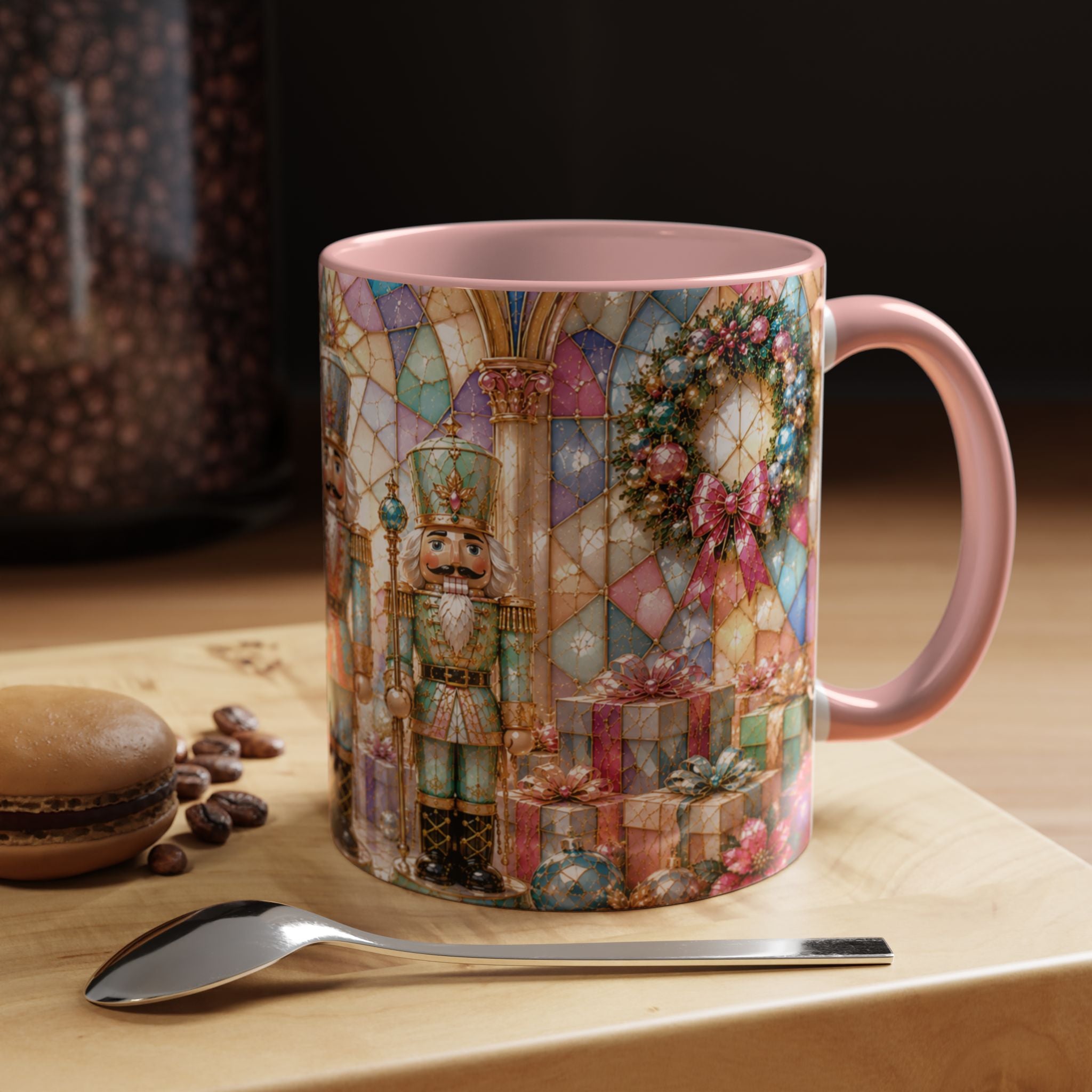 Nutcracker Christmas Coffee Mug – Festive Stained-Glass Holiday Accent Cup (11/15oz) Gift for Her