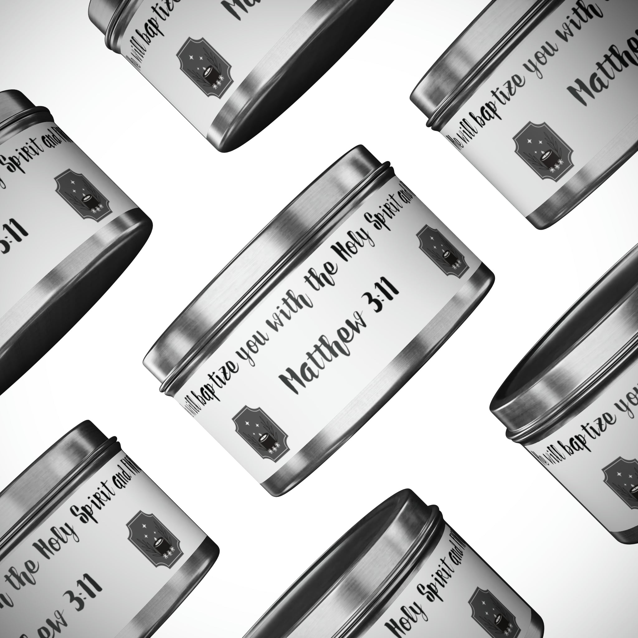 New House Sacred Light Divine Verse Tin Candles Embrace Peace with 4oz/8oz Coconut Soy Wax, Hand-Poured in USA. Lead-Free Wick, 20-40hr Burn. Evergreen, Vanilla, More Spiritual Ambiance Awaits Pure Harmony Grace..