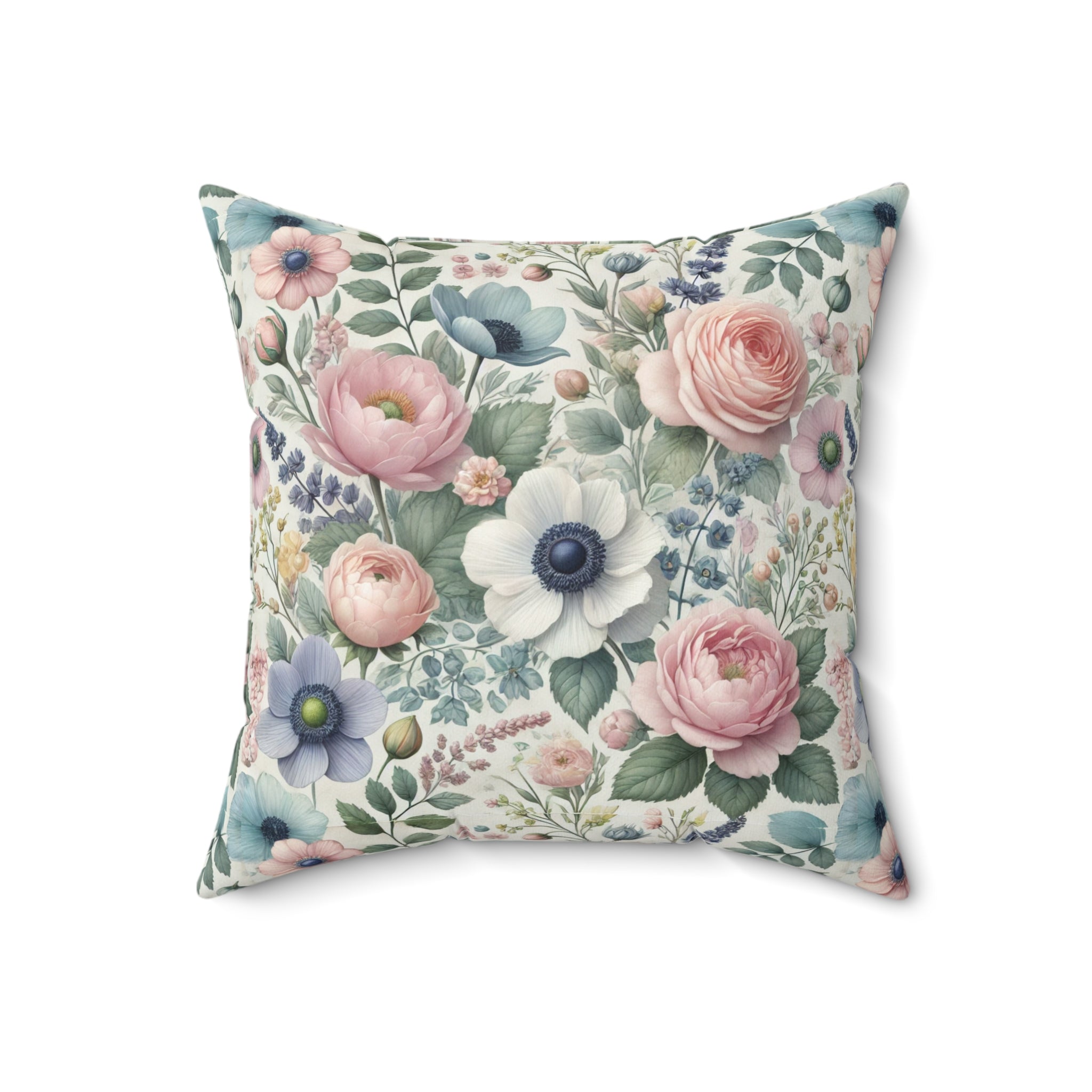 Floral Pastel Square Pillow  Stylish Home Decor Accent for Living Room, Bedroom, or Gifts | Soft & Durable 100% Polyester with Double-Sided Print - MRSBYVALLE