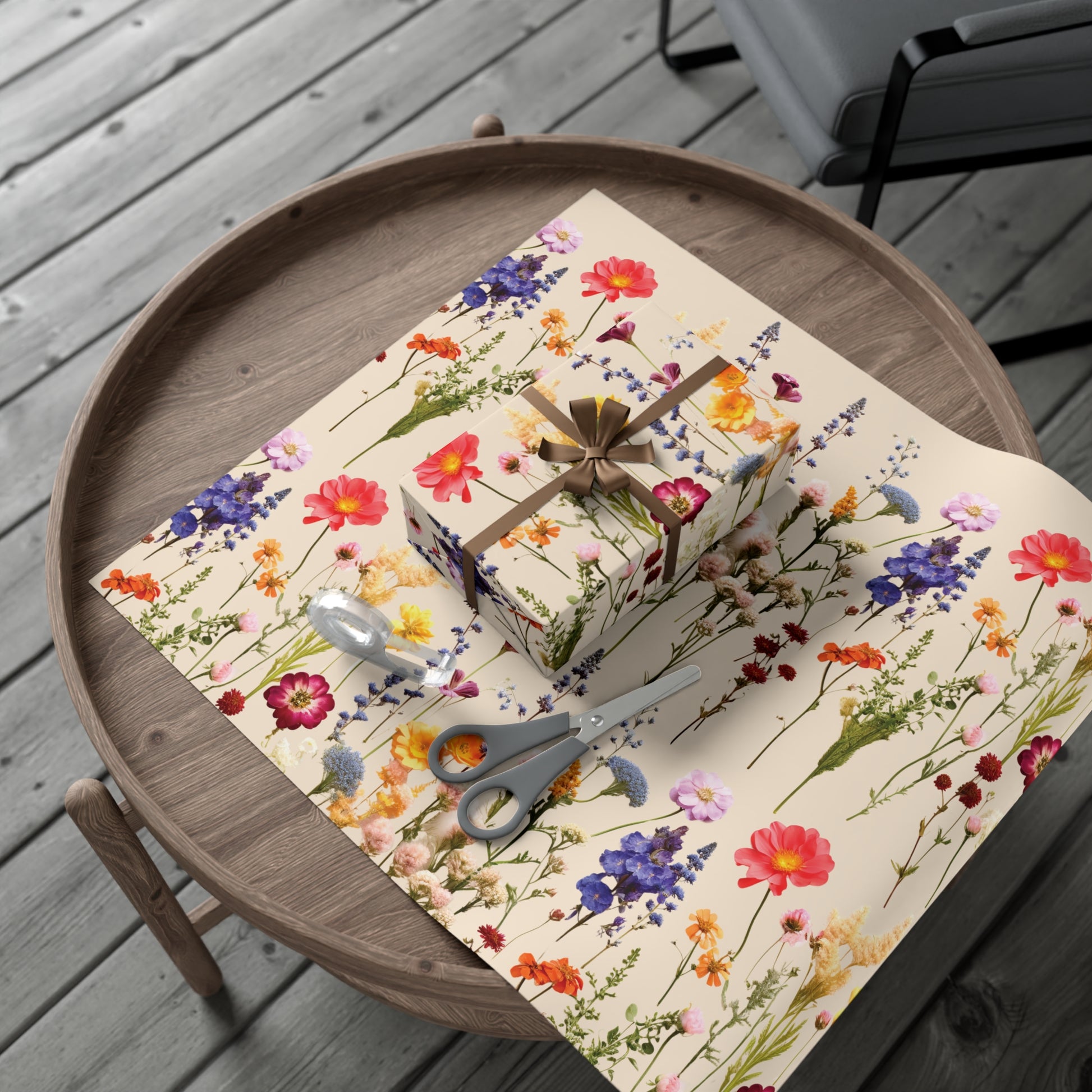Wildflowers Press Illusion Floral Symphony Timeless Wrapping Paper Perfect for Weddings, Bridal & Baby Showers Eco-Friendly, All Occasion.