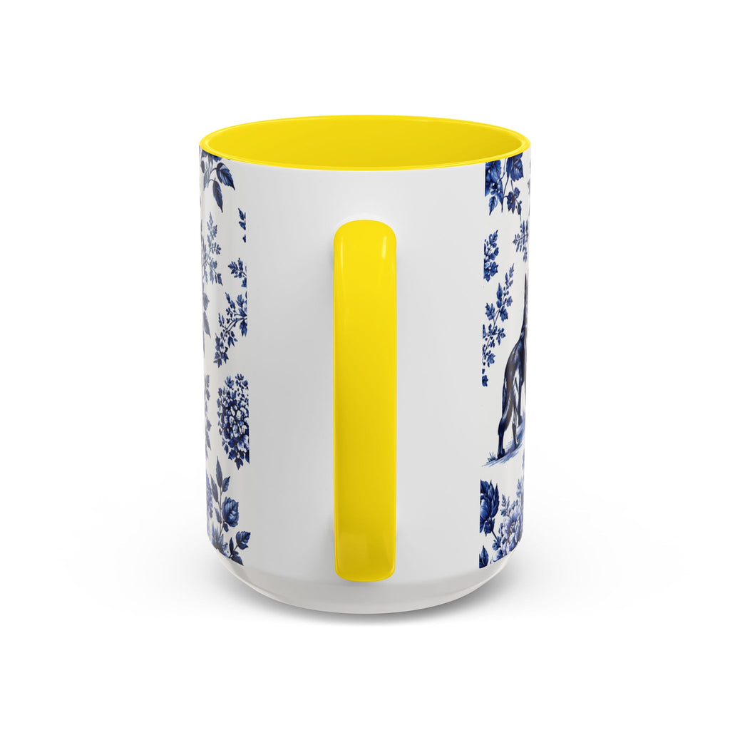 Elegant German Shepherd Floral Mug | Luxury Blue Toile Coffee Mug 11/15oz Accent Ceramic