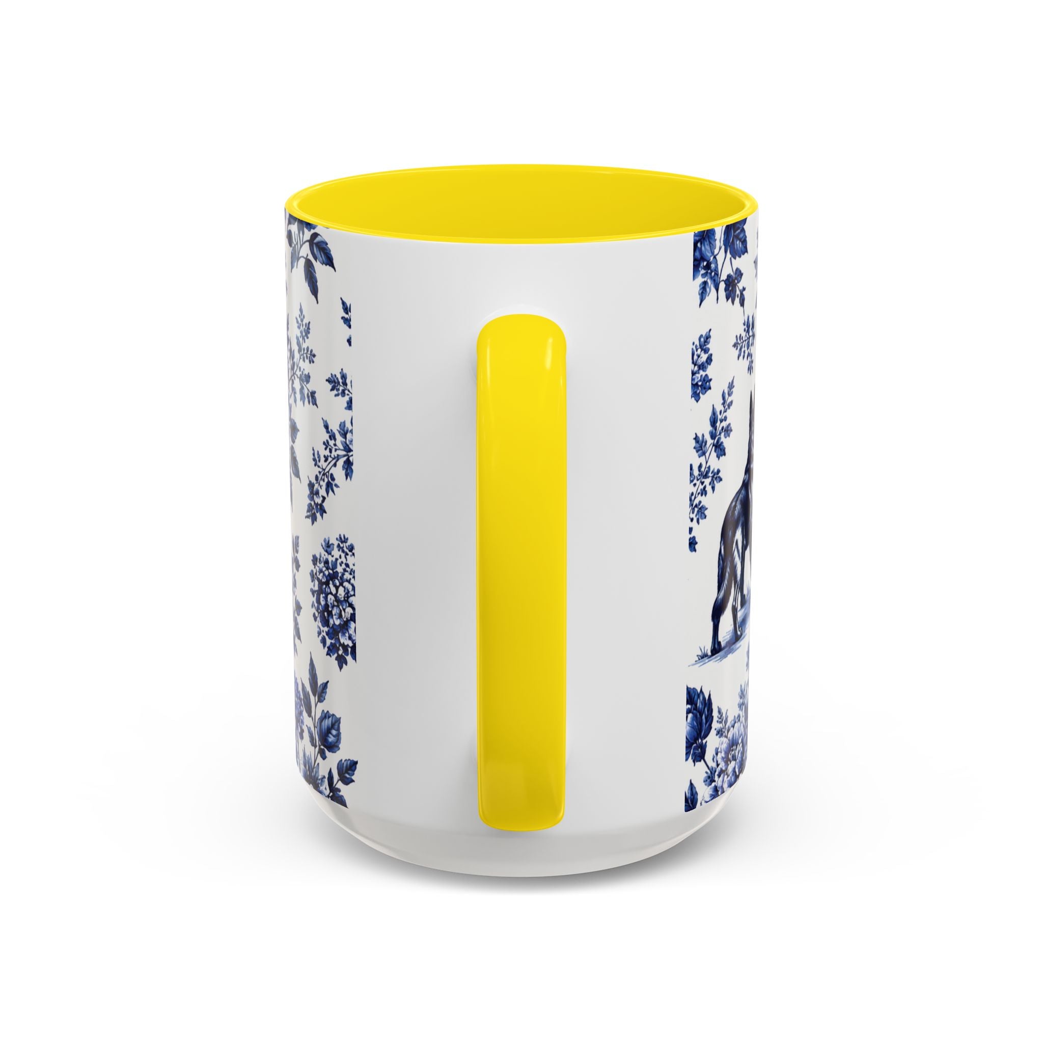 Elegant German Shepherd Floral Mug | Luxury Blue Toile Coffee Mug 11/15oz Accent Ceramic
