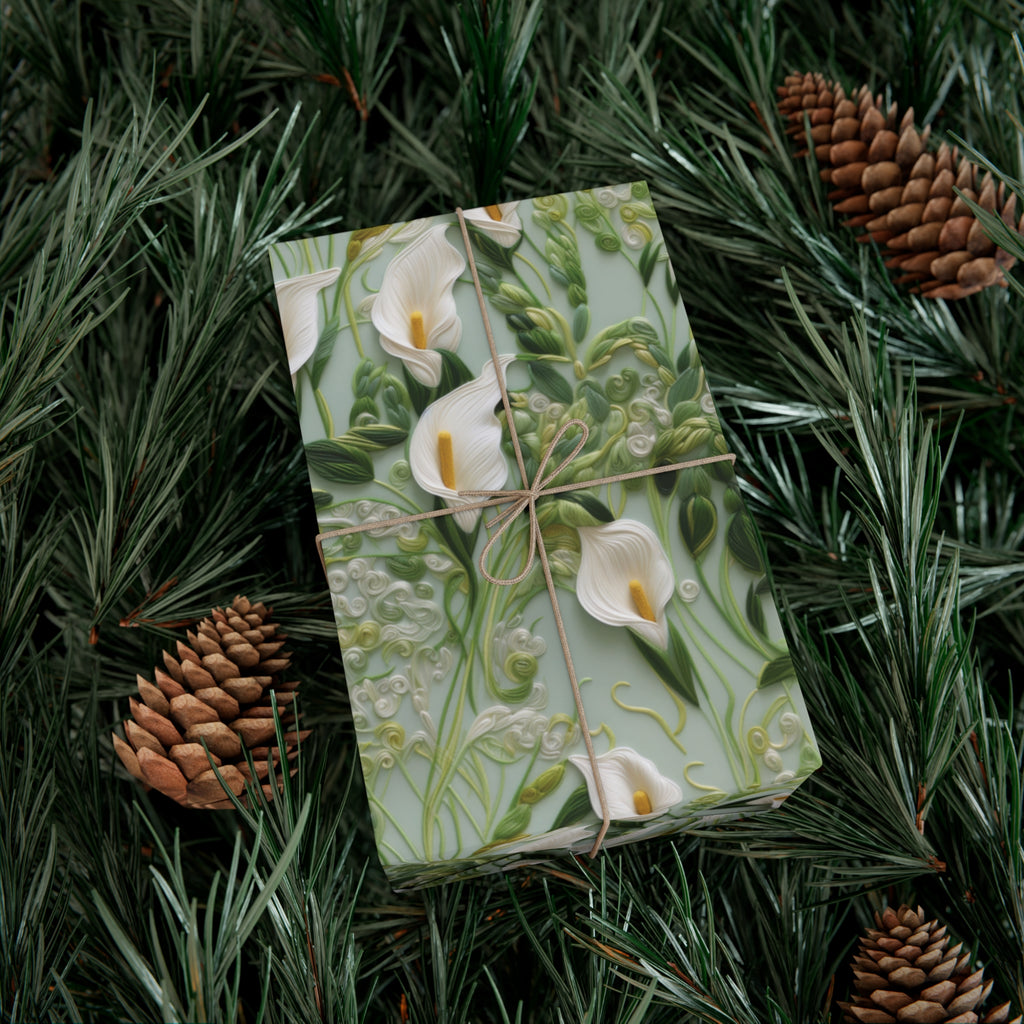 Elegant Calla Lily Wrapping Paper Beautiful Floral Design for Christmas, Birthdays & Special Occasions | Premium Gift Wrap for Nature Lovers Luxurious - MRSBYVALLE