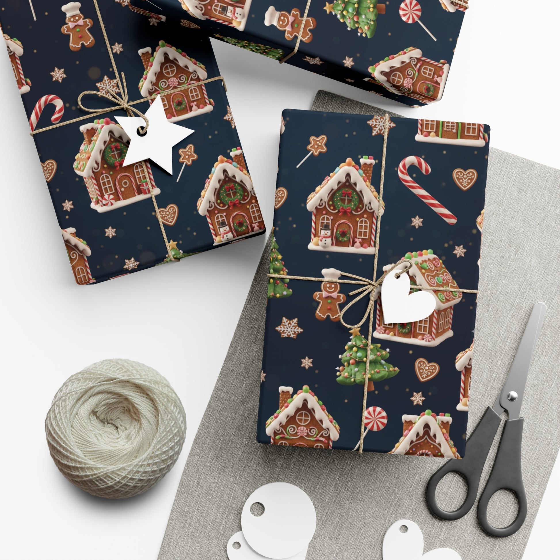 Vintage 3D Gingerbread House Christmas Wrapping Paper | Elegant  Holiday Gift Wrap3 Size Options Available Gift Mom