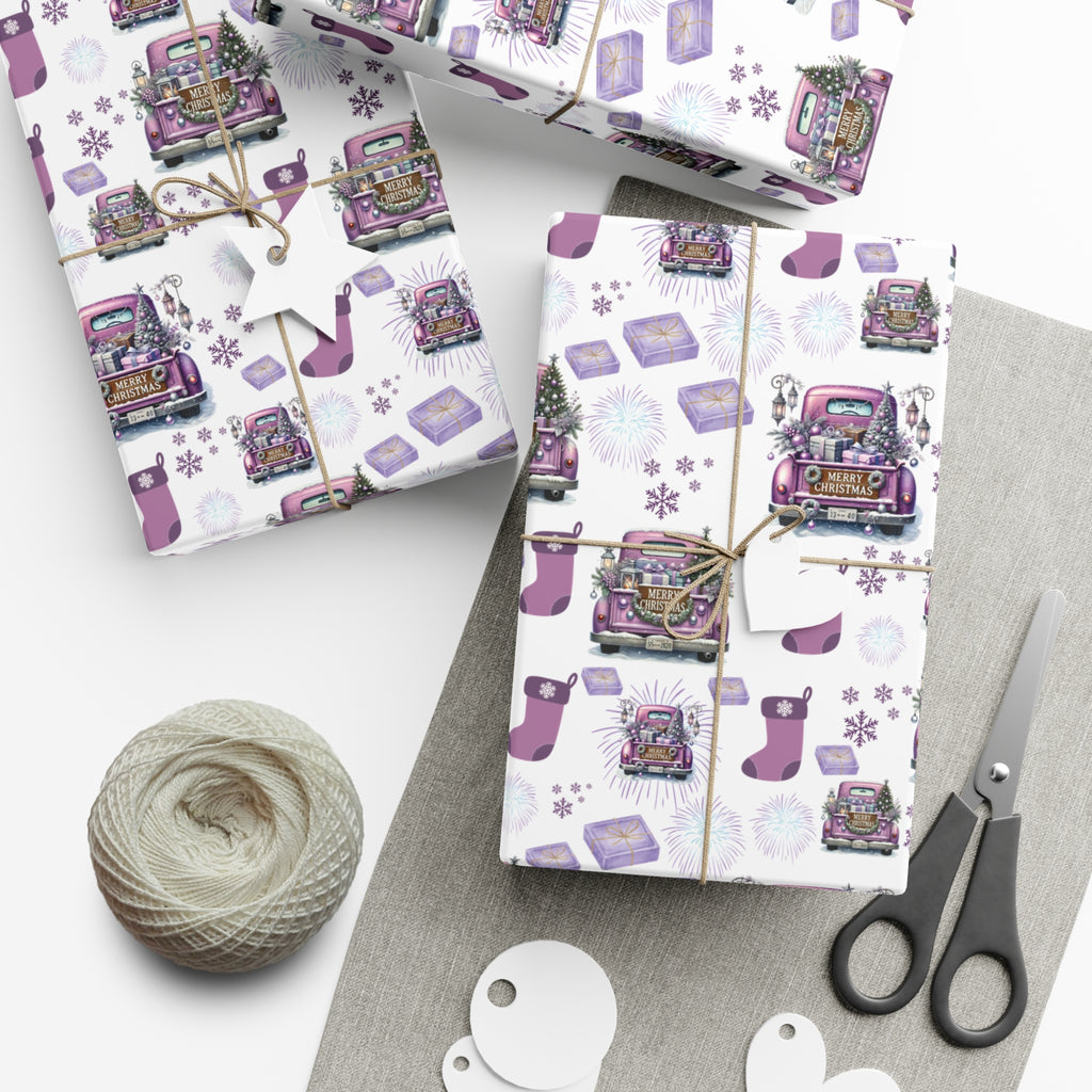 Elegant Lavender Christmas Wrapping Paper Soft Pastel Design with Snowflakes and Sparkling Accents, Perfect for Adding a Unique Touch to Your Holiday Gifts - MRSBYVALLE