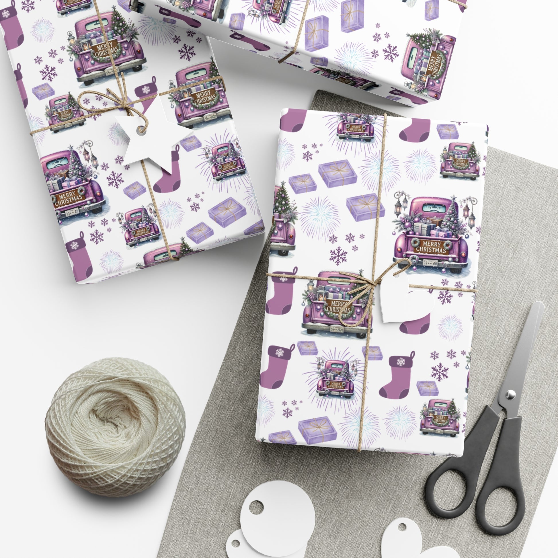 Elegant Lavender Christmas Wrapping Paper Soft Pastel Design with Snowflakes and Sparkling Accents, Perfect for Adding a Unique Touch to Your Holiday Gifts - MRSBYVALLE