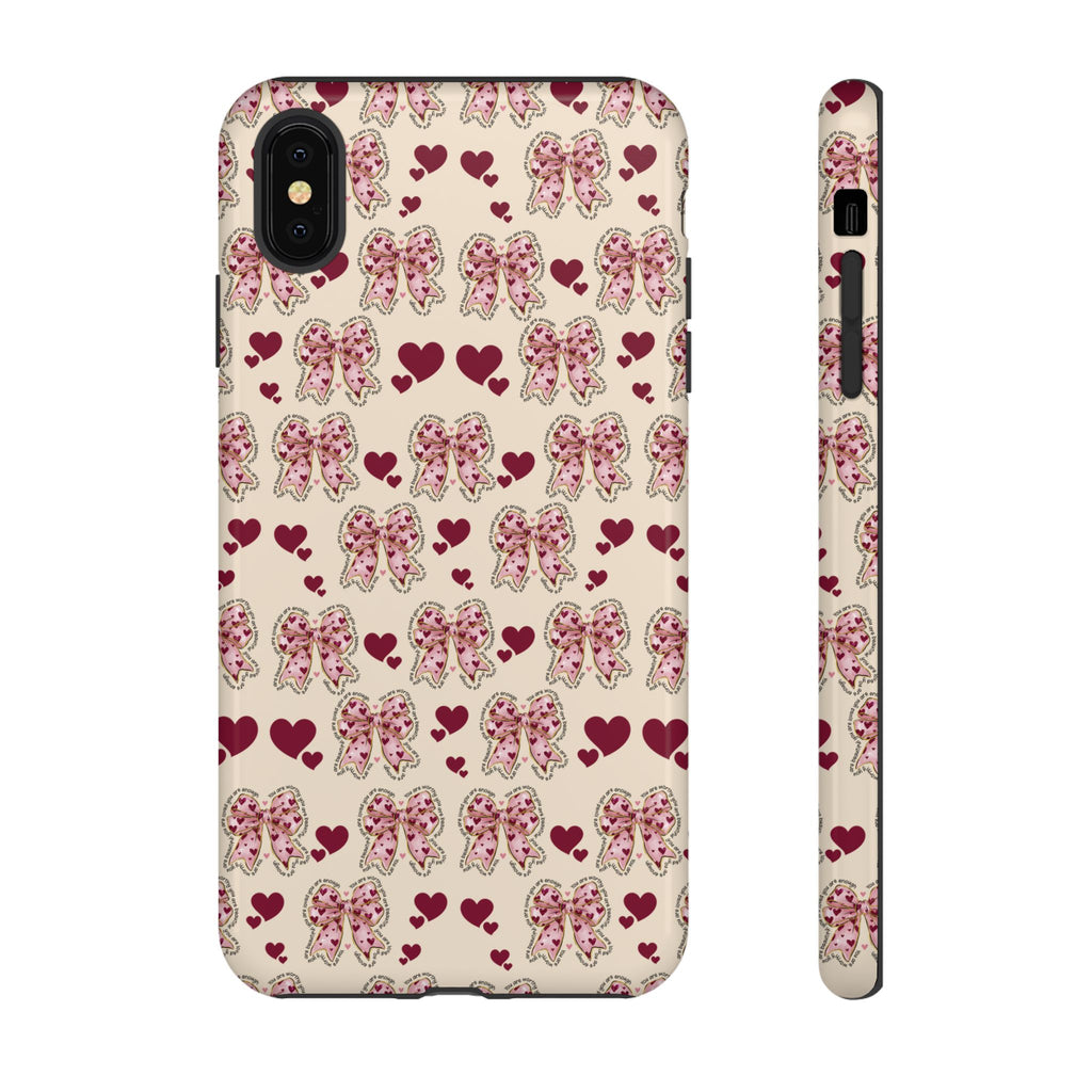Charming Hearts & Pink Bows Phone Case Stylish & Durable Protection for Your Device | Scratch-Resistant, Slim Fit, and Lightweight Design for Everyday Use for iPhone & Android | Fresh Nature-Inspired Design!