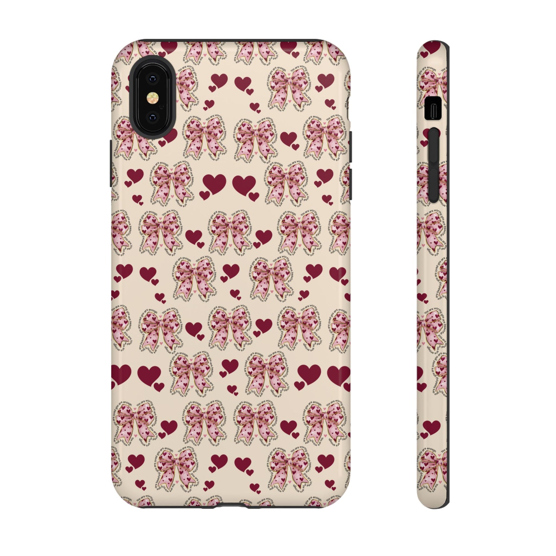 Charming Hearts & Pink Bows Phone Case Stylish & Durable Protection for Your Device | Scratch-Resistant, Slim Fit, and Lightweight Design for Everyday Use for iPhone & Android | Fresh Nature-Inspired Design!