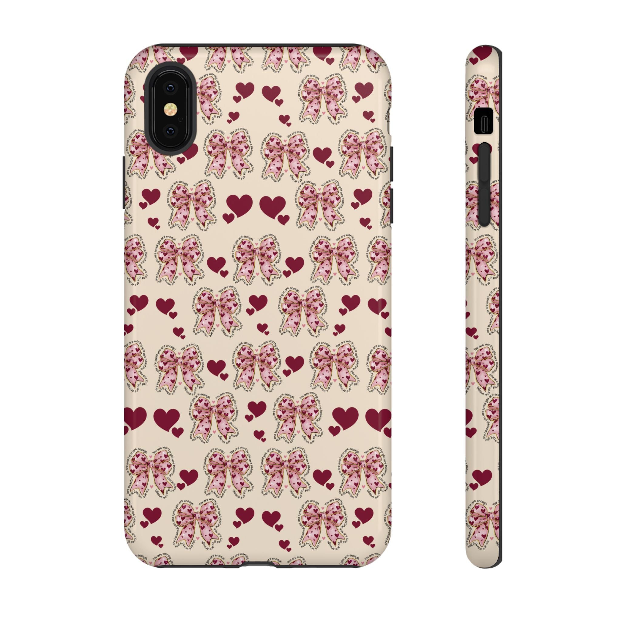 Charming Hearts & Pink Bows Phone Case Stylish & Durable Protection for Your Device | Scratch-Resistant, Slim Fit, and Lightweight Design for Everyday Use for iPhone & Android | Fresh Nature-Inspired Design!