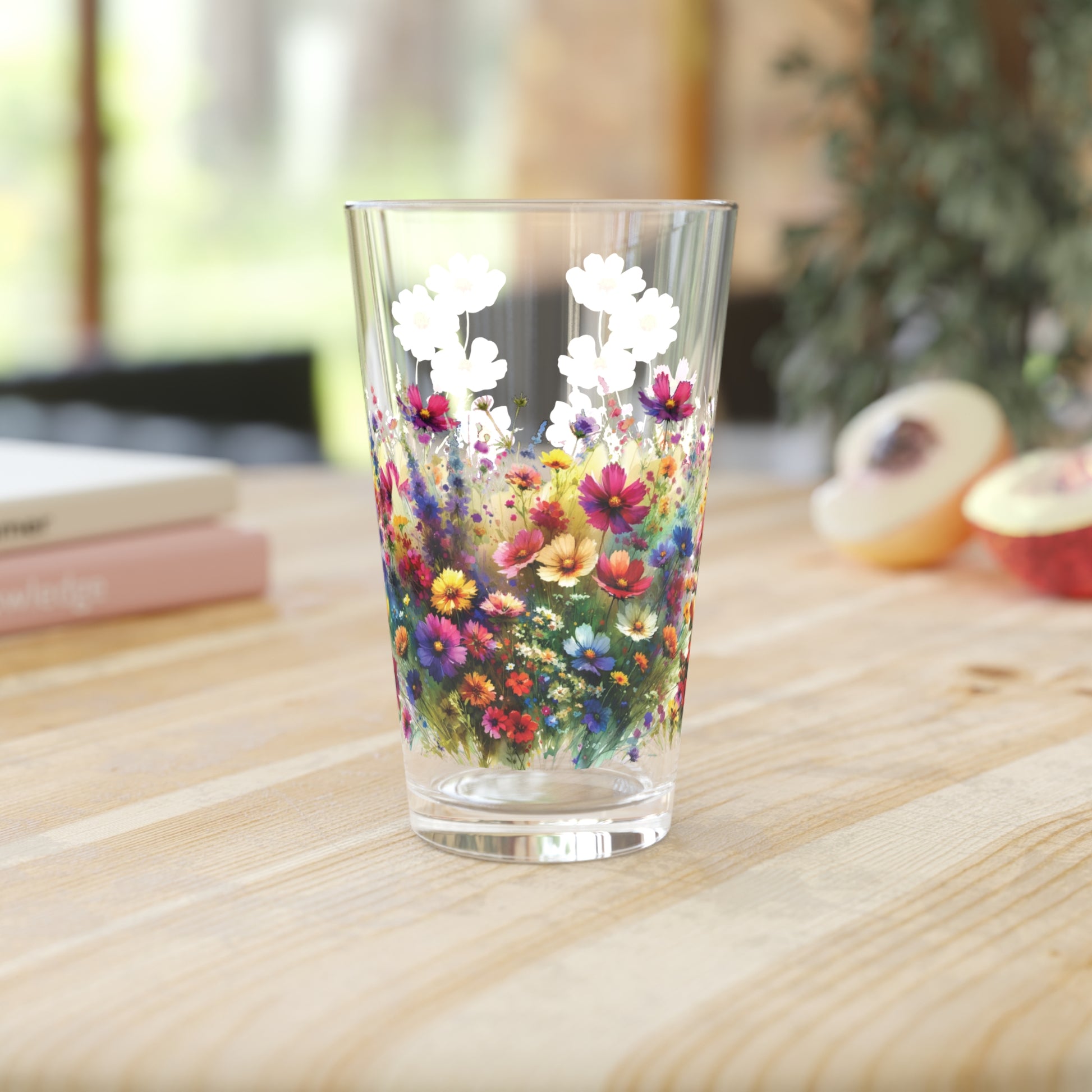 Vibrant Wildflower Pint Glass Colorful Floral Drinkware for Home & Bar, 16 oz Housewarming, Wedding, Bridal Shower Glass, Mother's Day Party Drinkware, Housewarming Perfect Gift Party Drinkware, Cocktail, Wedding Perfect for Parties - MRSBYVALLE