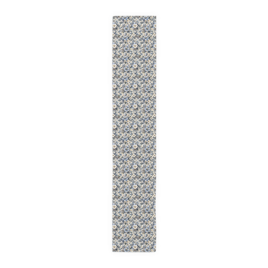 Icy Blue Floral Table Runner