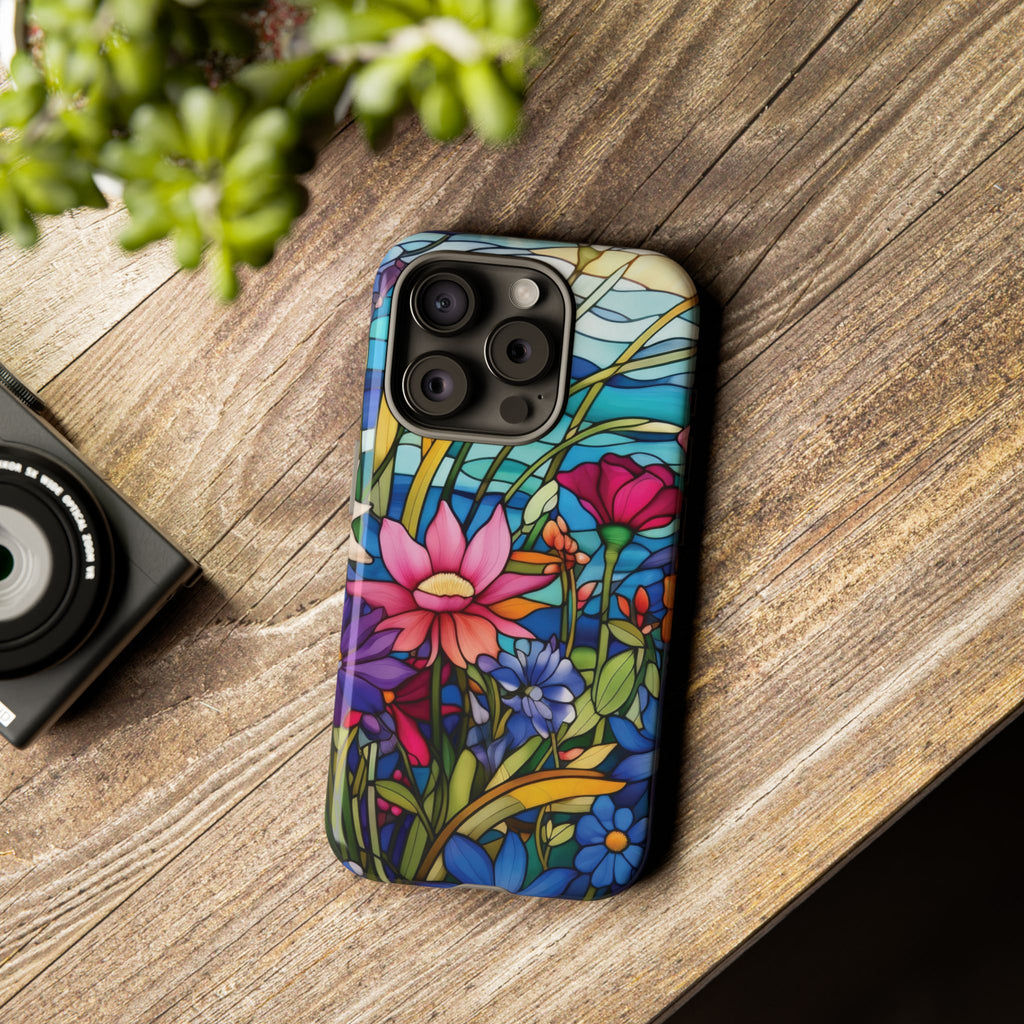 Wildflowers Stain Glass Illusion Phone Case Unique Holiday Protection for Your Device | Stylish & Durable Cover Gift for Her Phone 15, Samsung iPhone Samsung Accessory Gift for Her