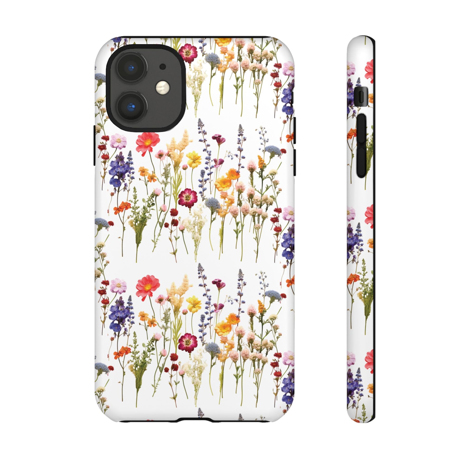 White Best Phone Case Press Flowers Floral 3D Illusion Luxury Tough Case Floral Elegant Durable Stylish for Modern Devices iPhone 17, 16, 15, Samsung iPhone Samsung Accessory Gift for Her