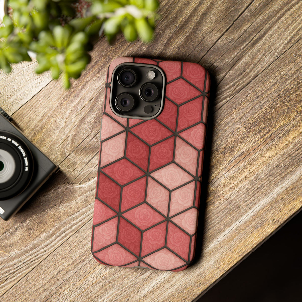 Geometric Stained Glass Illusion Phone Case Colorful Abstract Art, Aesthetic Protective Cover for iPhone, Samsung & Google, Unique Gift Idea Mom