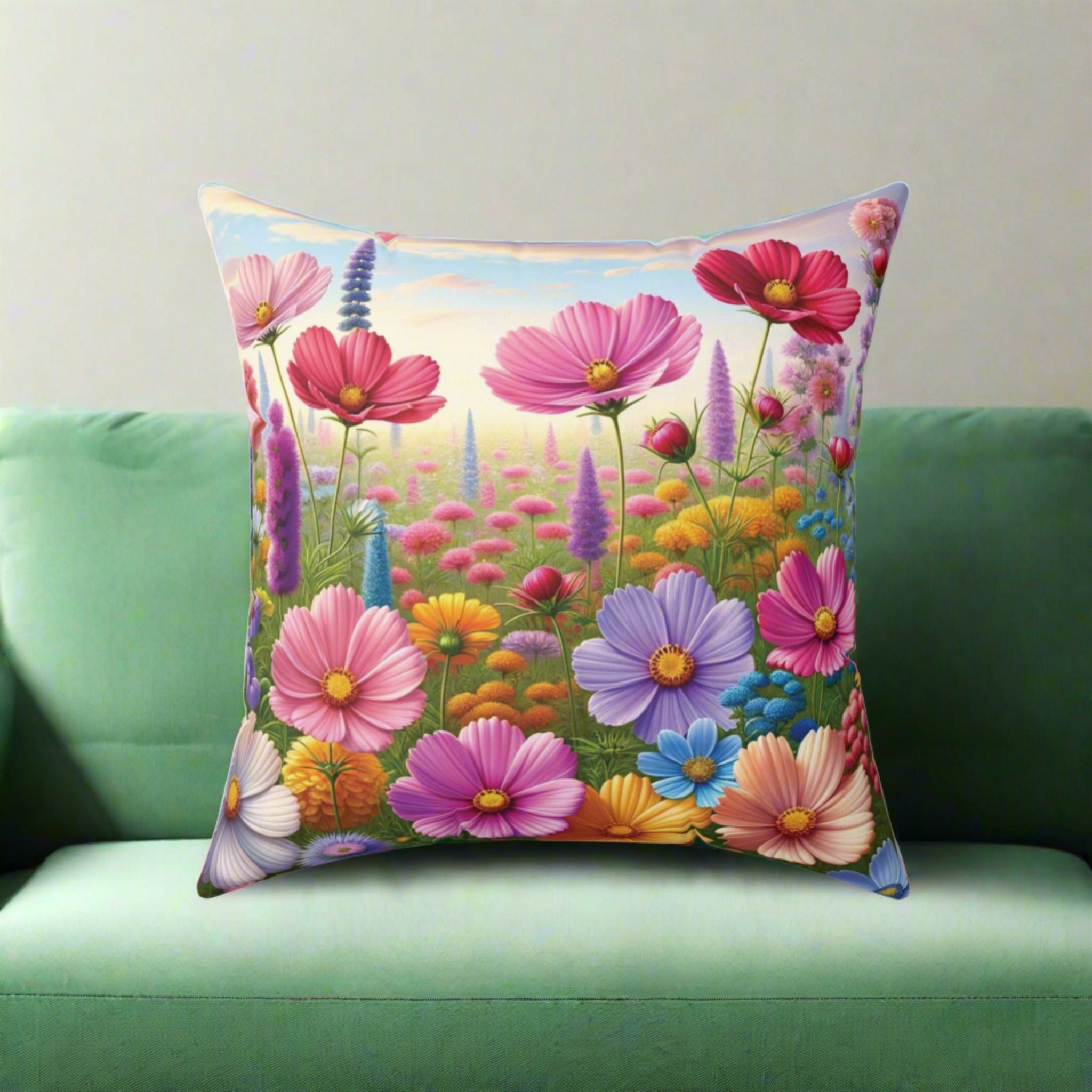 Bright Boho Wildflowers Square Pillow Add a Touch of Nature to Your Home Decor | Premium Quality, Soft, and Durable | Perfect for Couch, Bed, or Chair | Elegant Floral Bedrooms, Soft,Pillow Gift New House, Bridal Shower Gift - MRSBYVALLE