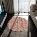 Christmas Gingerbread Round Rug — Pink Holiday Cookie Pattern Floor Mat Office