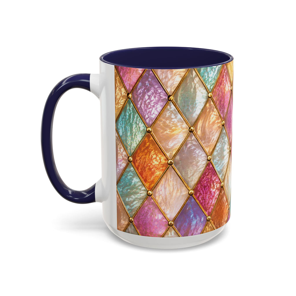 Colorful Jewel-Quilt Accent Coffee Mug — Vibrant Stained-Glass Pattern (11/15oz) Gift for her