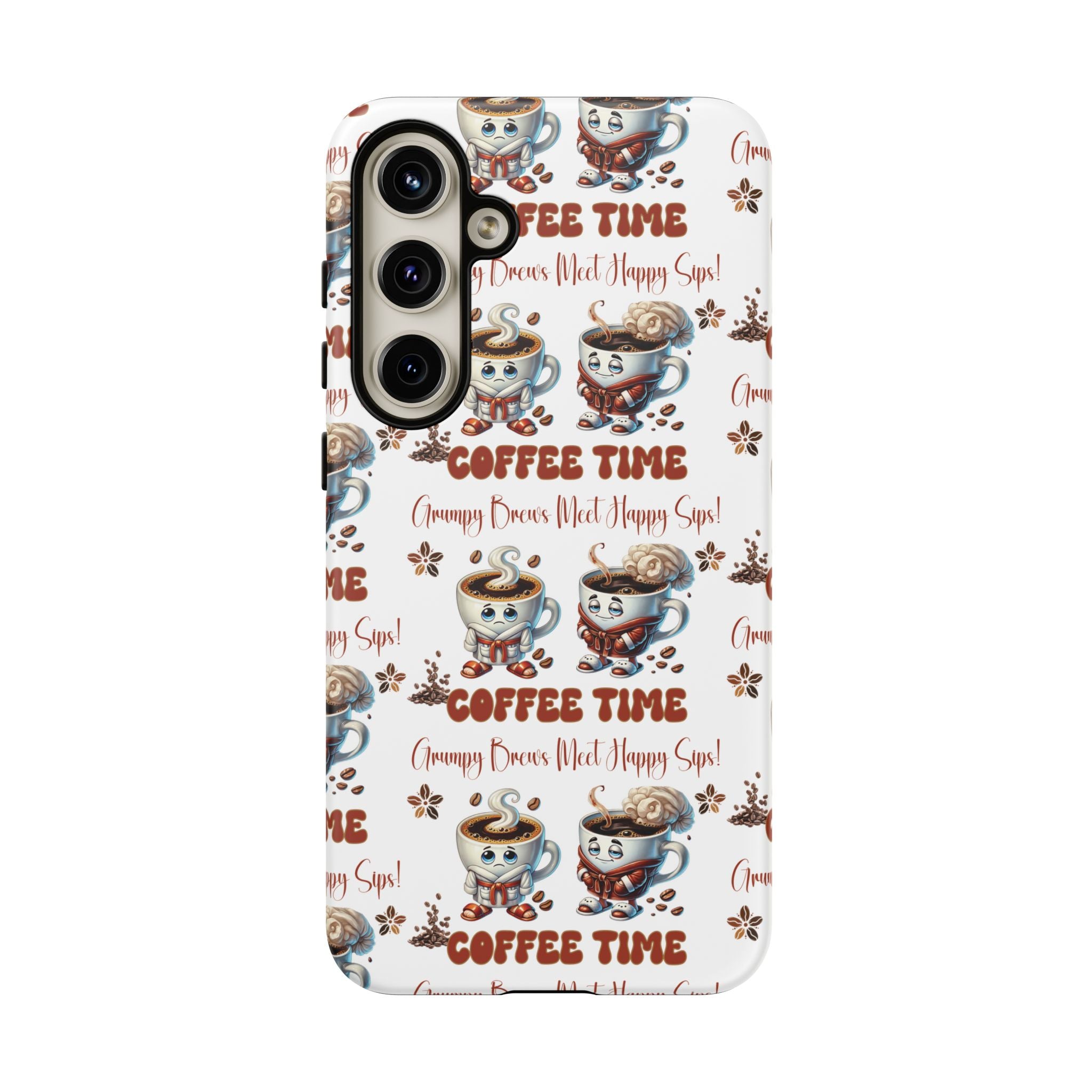 Grumpy Brews Meet Happy Sips Phone Case Compatible with iPhone, Samsung & Pixel | Fun, Durable Protection for Coffee Lovers | Unique Design, Shockproof & Scratch-Resistant Perfect for Coffee Lover - MRSBYVALLE